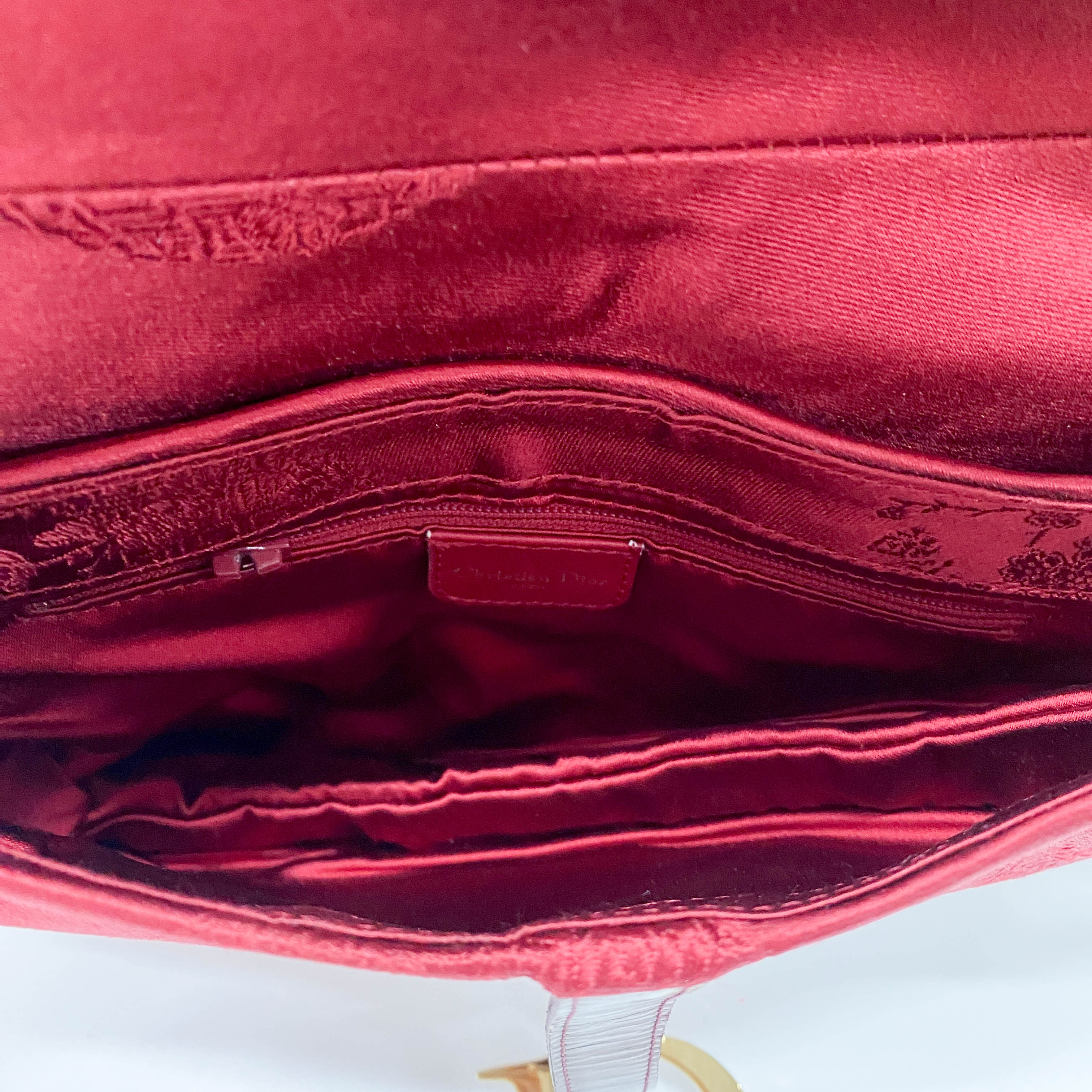 Saddle Red Satin Bag