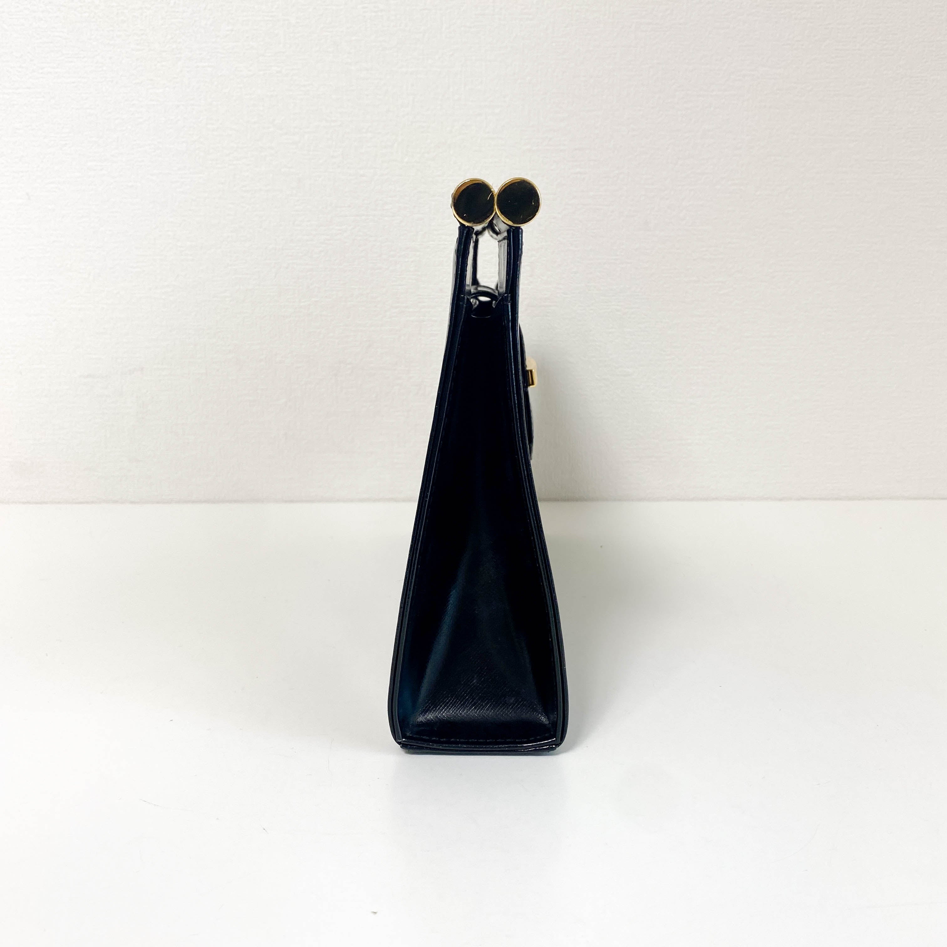 YSL Black Leather Top Handle Bag