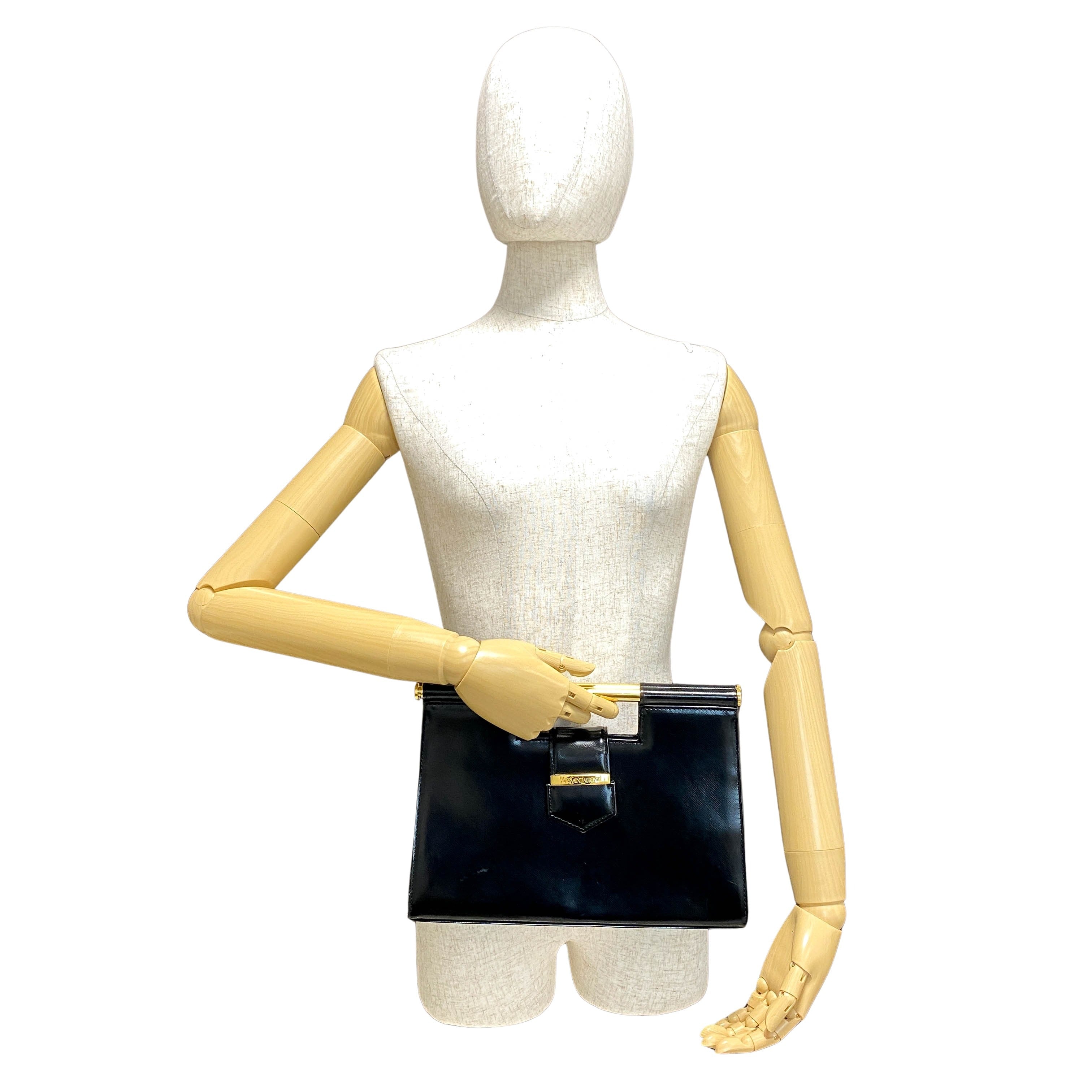 YSL Black Leather Top Handle Bag