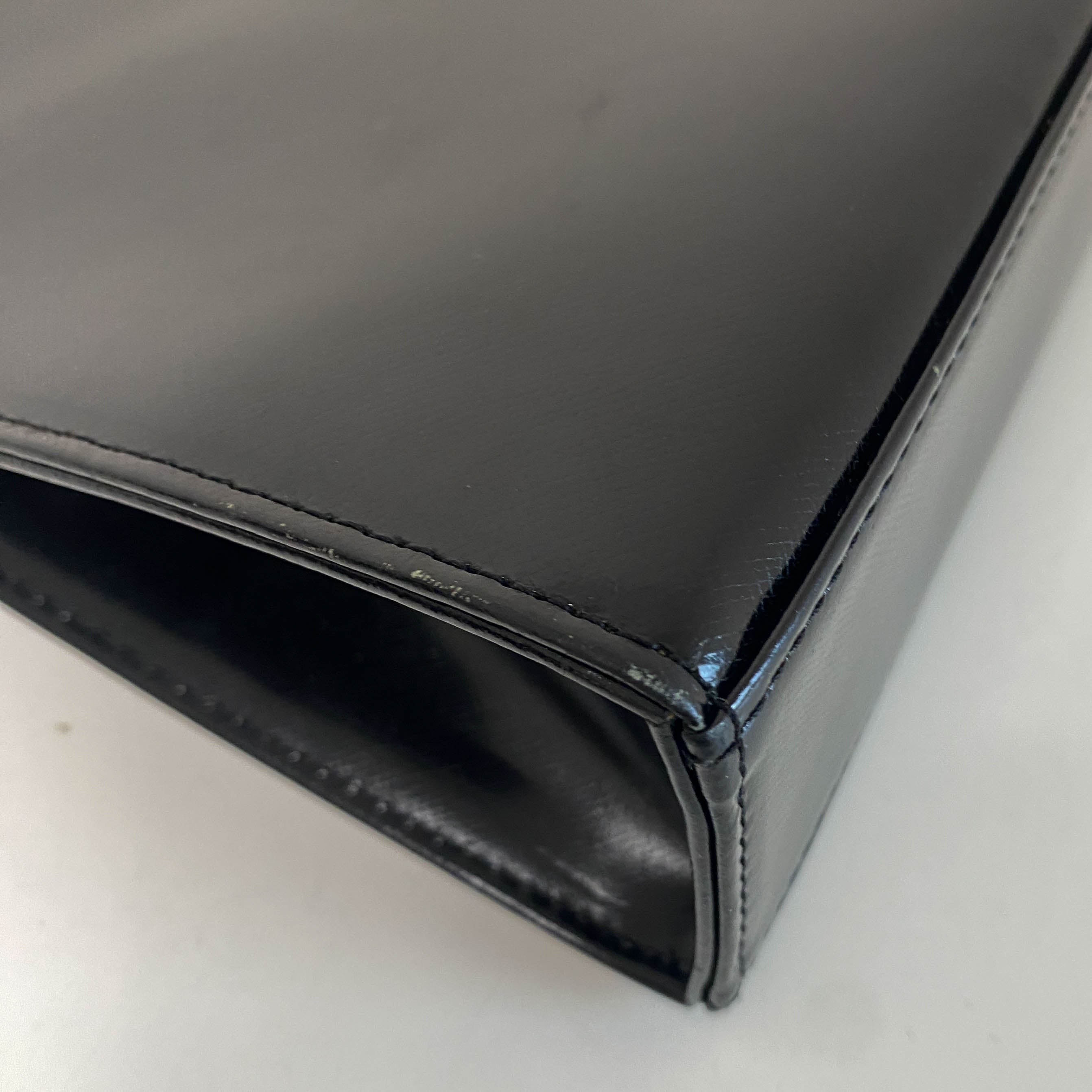 YSL Black Leather Top Handle Bag