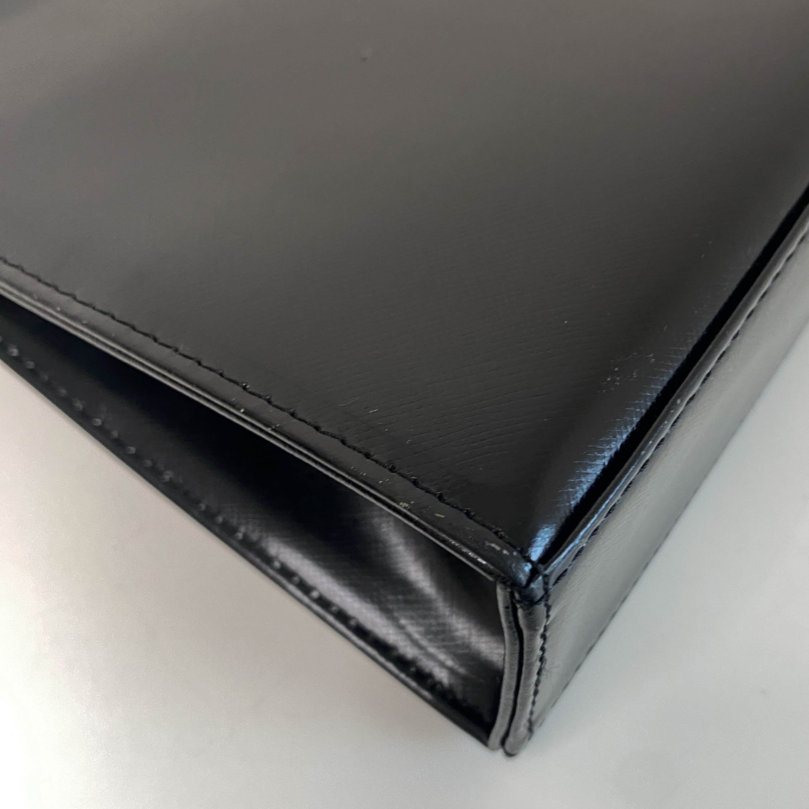 YSL Black Leather Top Handle Bag