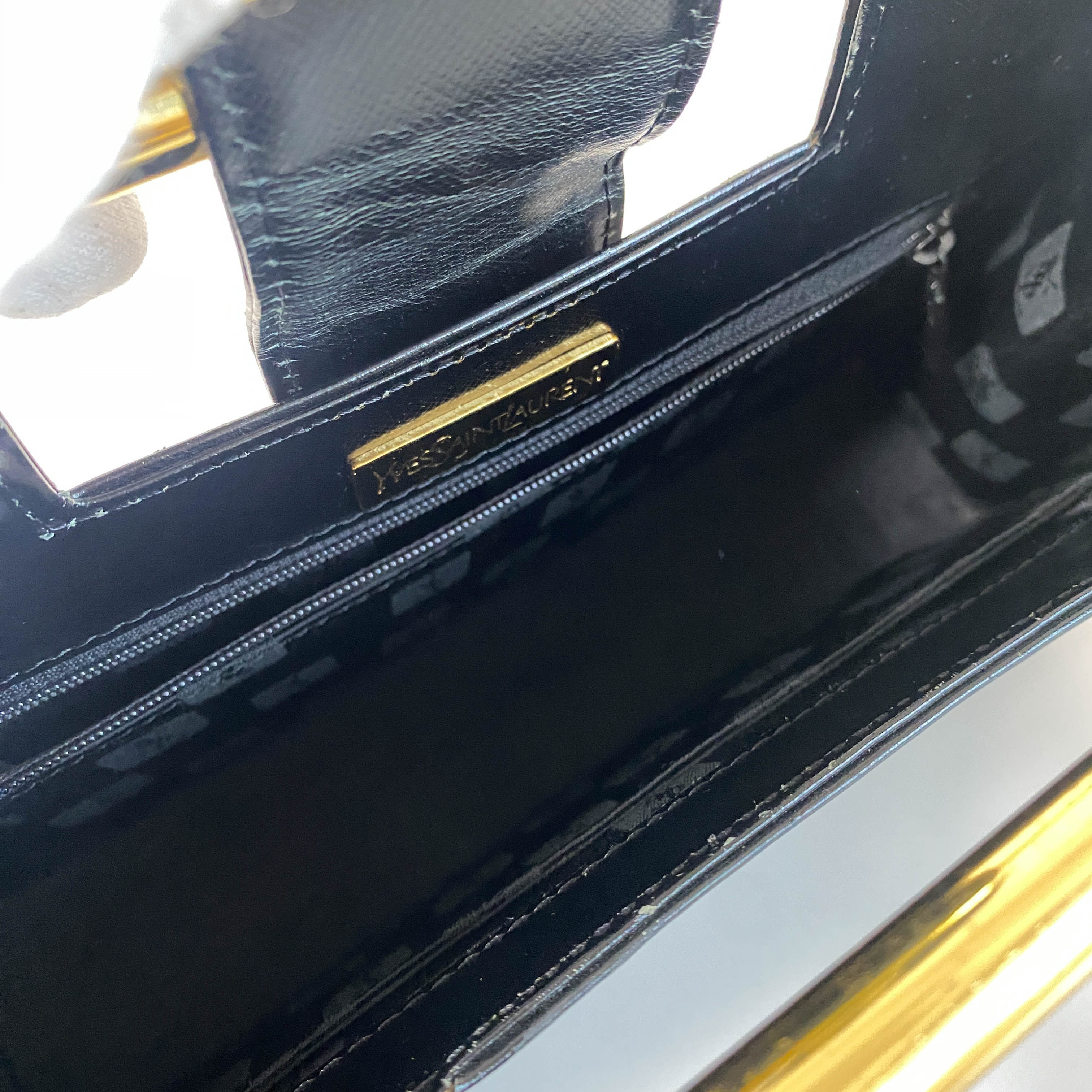 YSL Black Leather Top Handle Bag