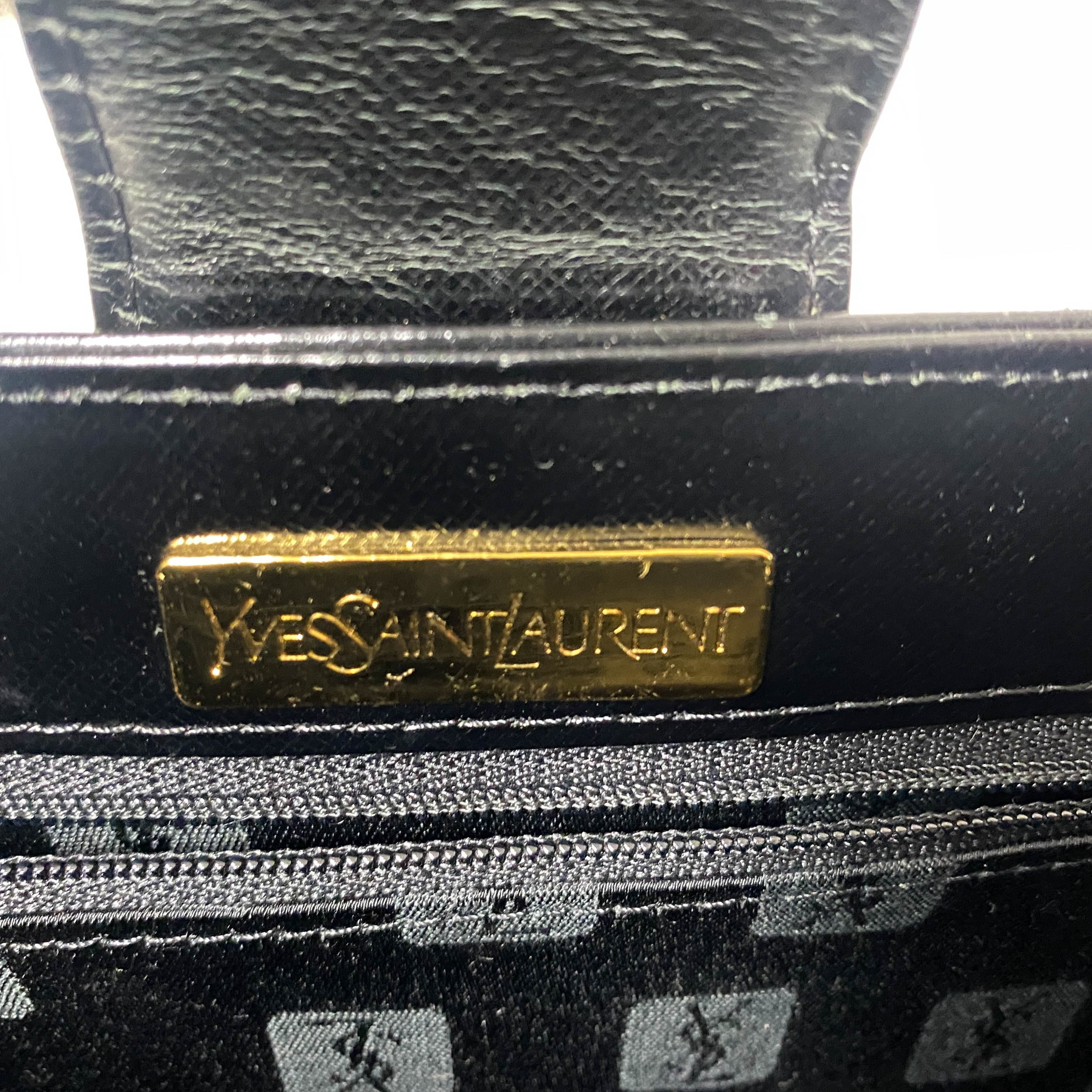 YSL Black Leather Top Handle Bag