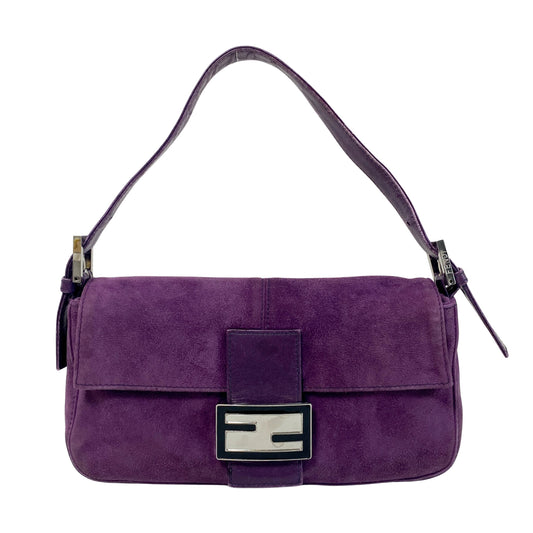 Baguette Purple Suede Shoulder Bag
