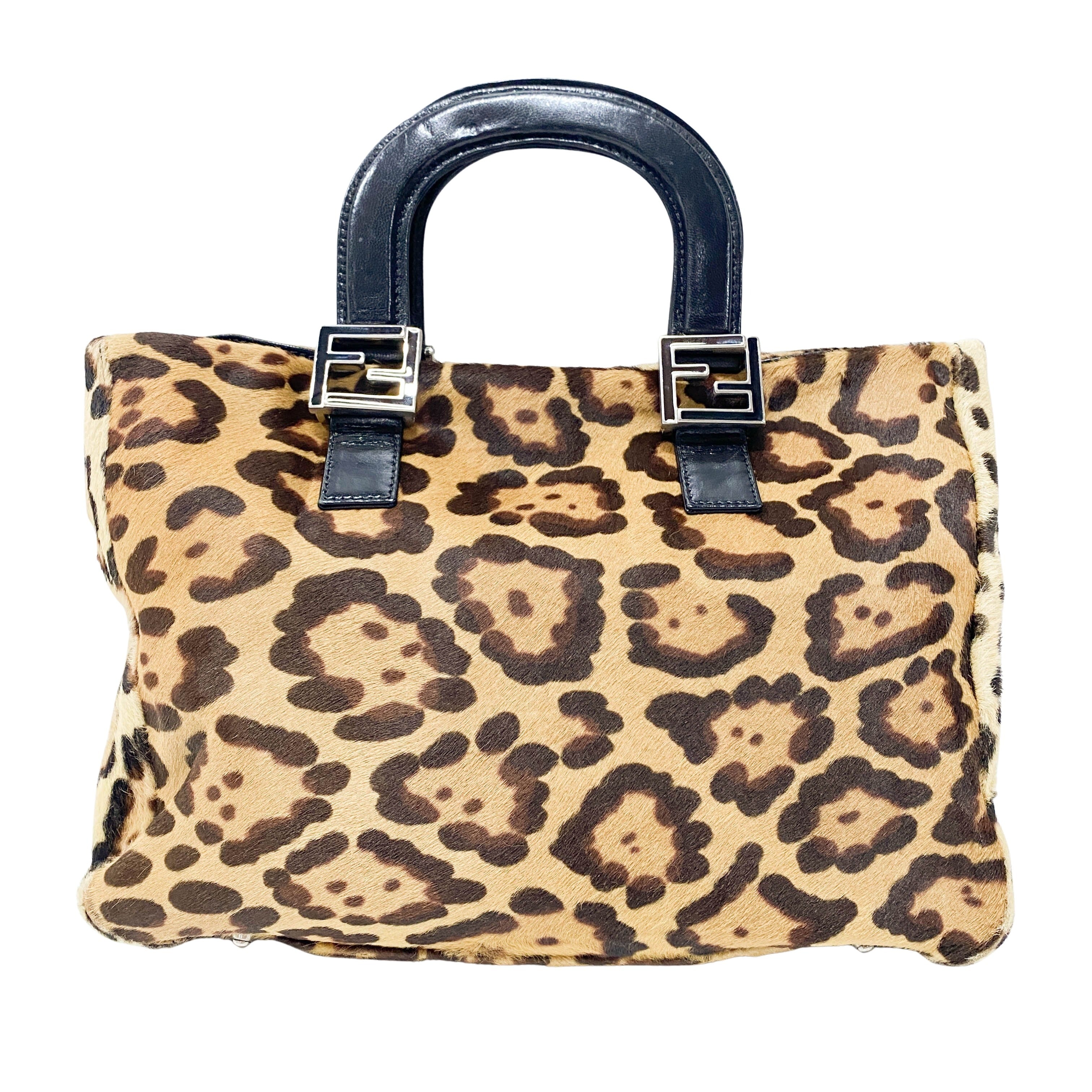 Yellow Jaguar Print Pony Hair Hand Bag