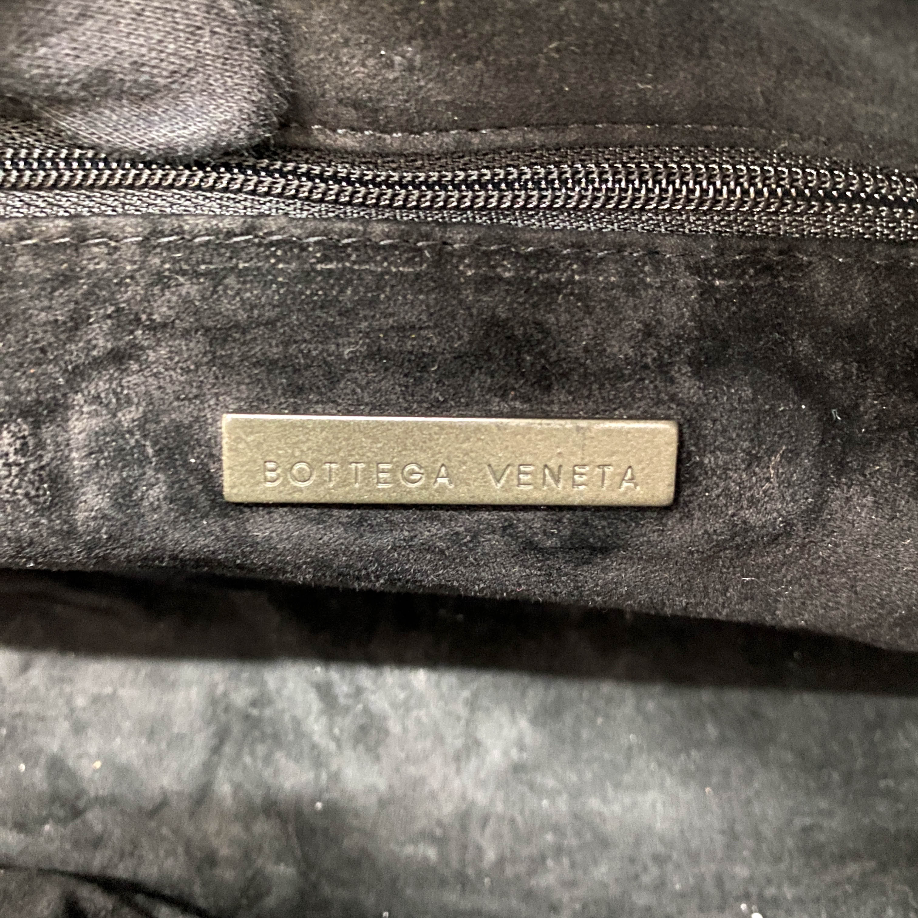 Intrecciato Black Leather Mini Bowling Bag