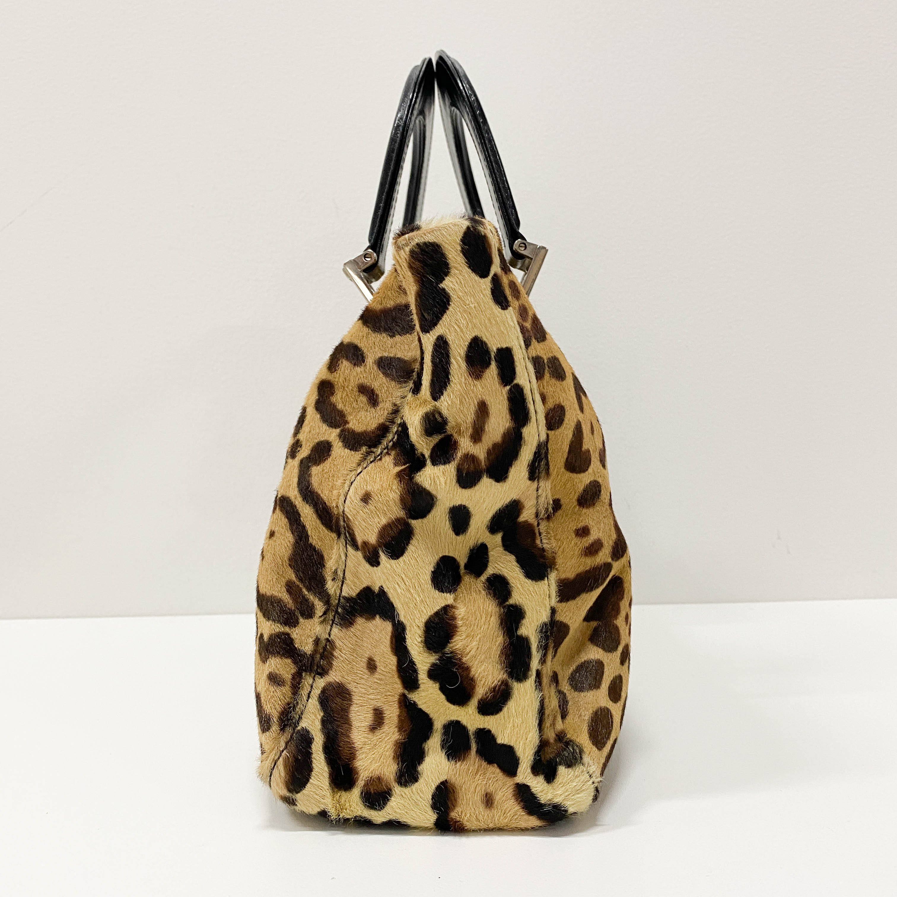 Yellow Jaguar Print Pony Hair Hand Bag