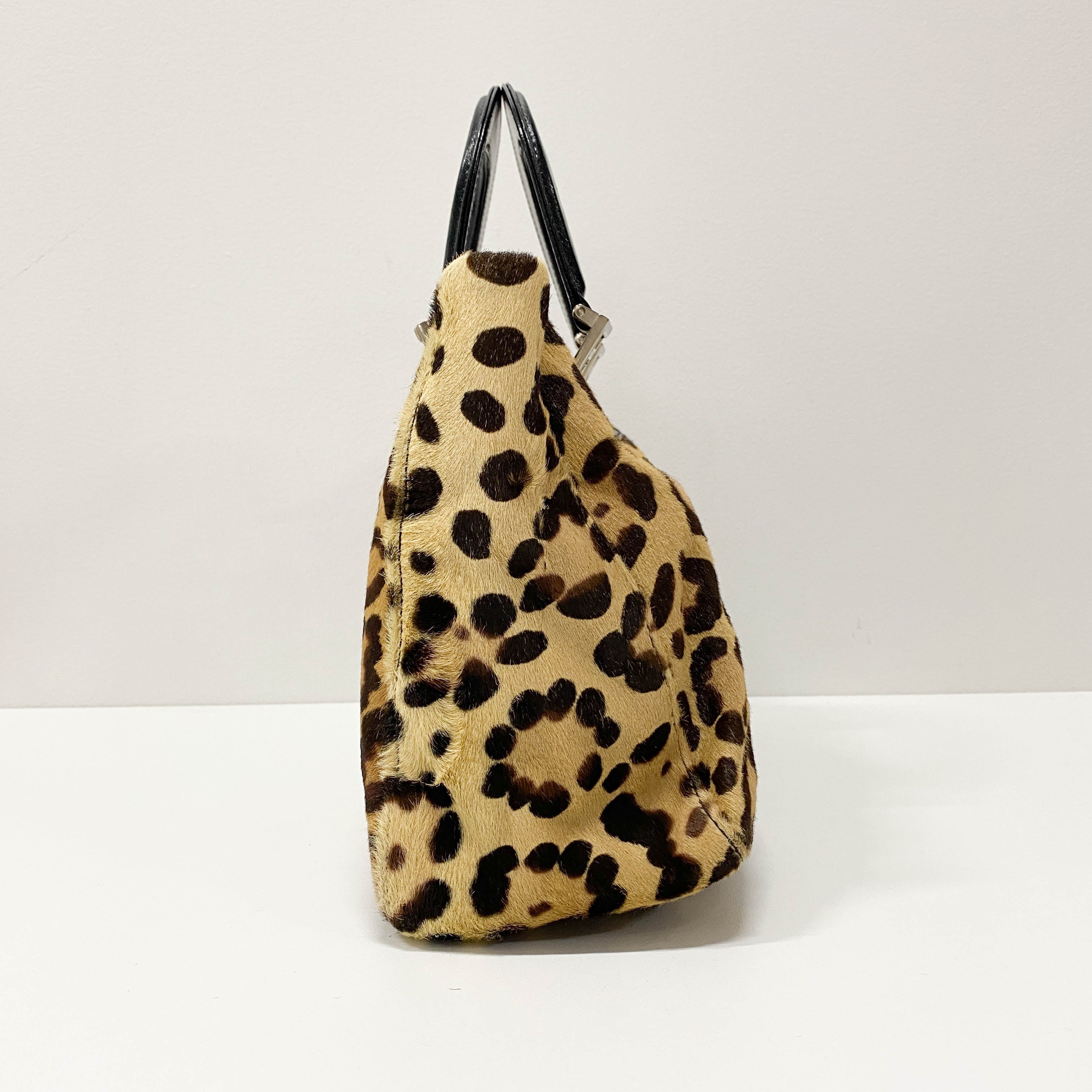 Yellow Jaguar Print Pony Hair Hand Bag