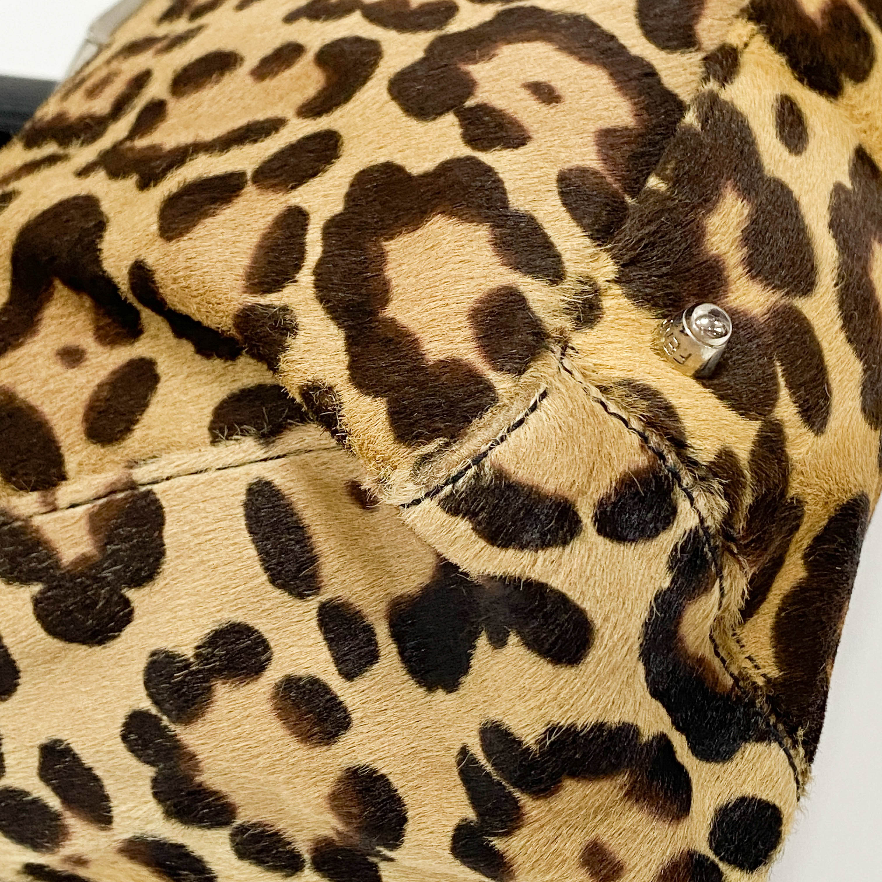 Yellow Jaguar Print Pony Hair Hand Bag