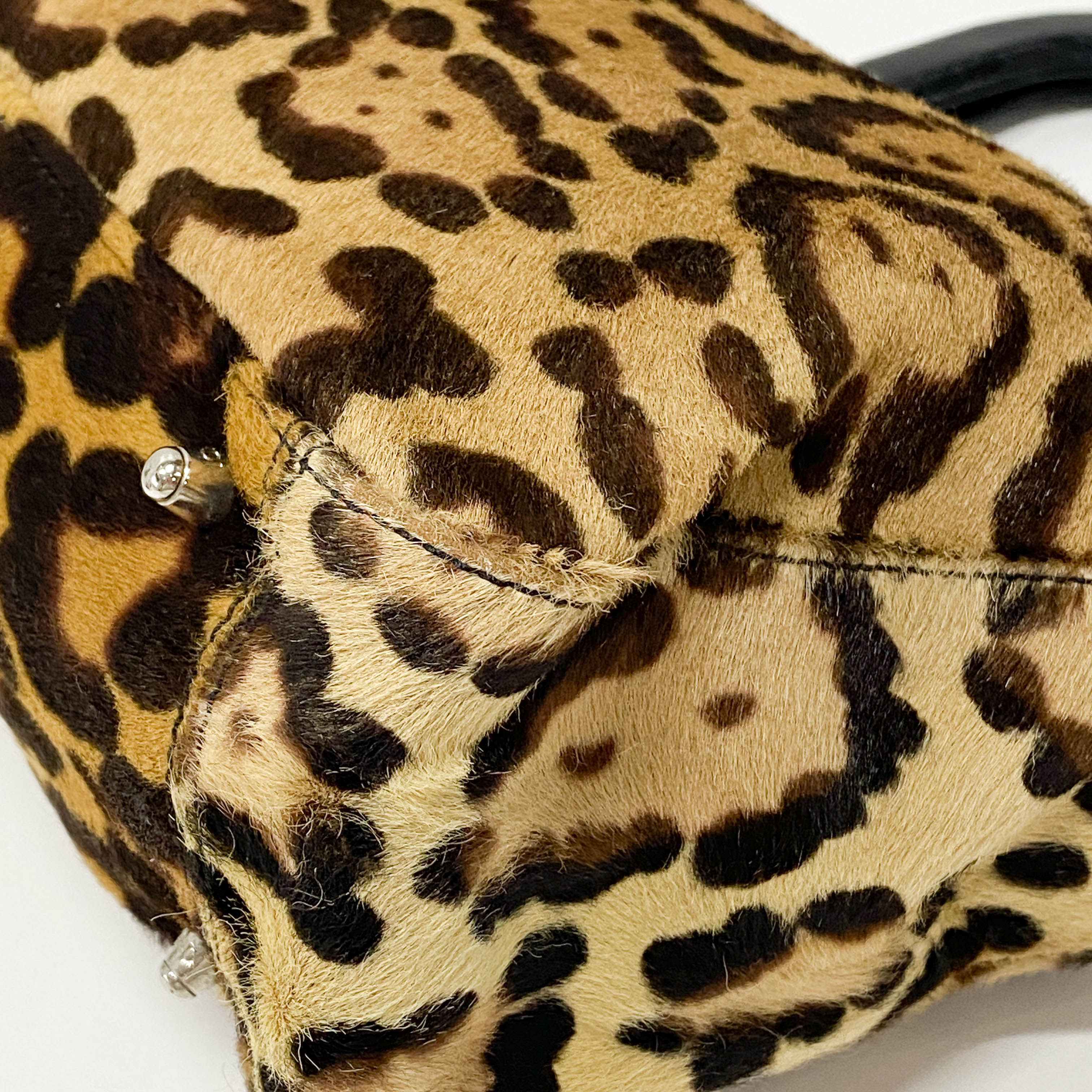 Yellow Jaguar Print Pony Hair Hand Bag