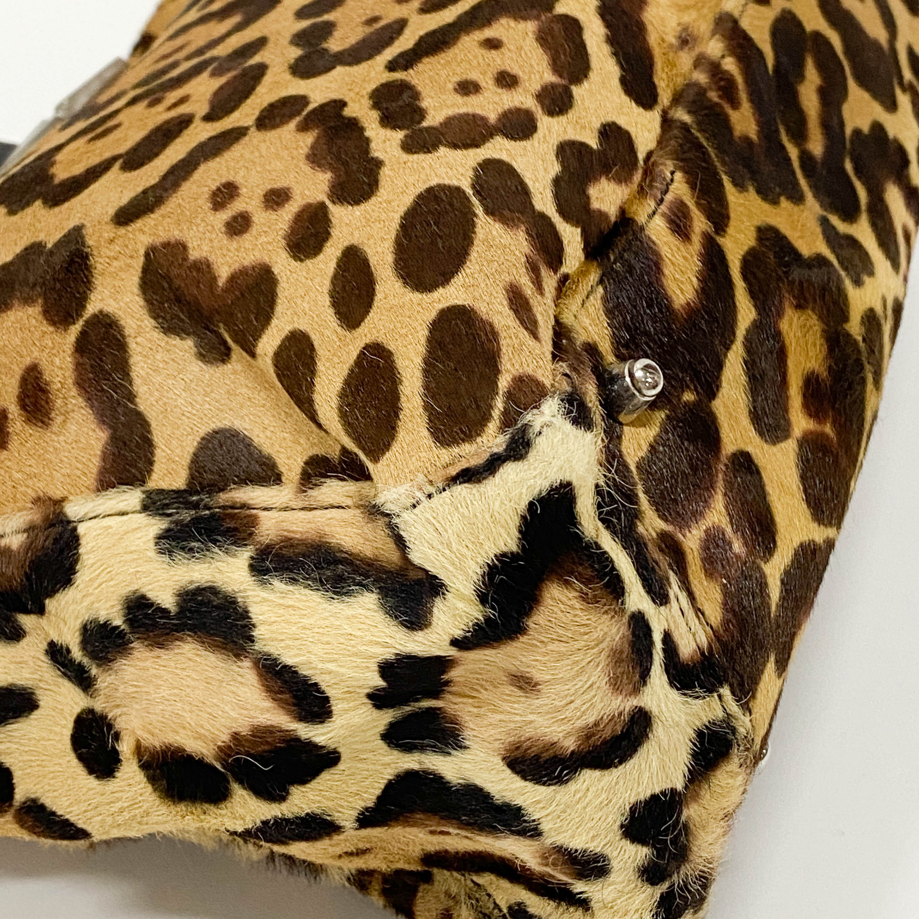 Yellow Jaguar Print Pony Hair Hand Bag