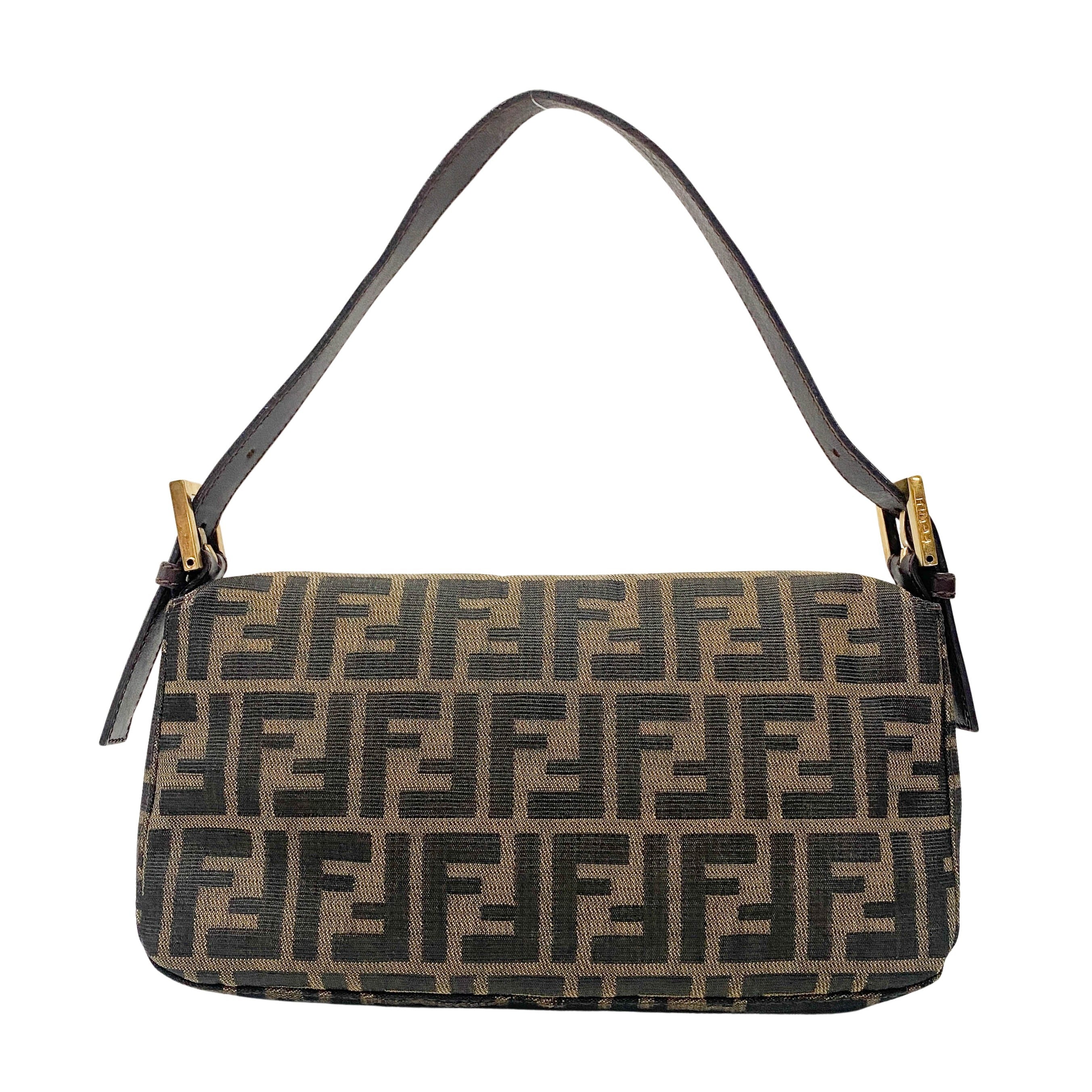 Zucca Baguette Brown Canvas Shoulder Bag