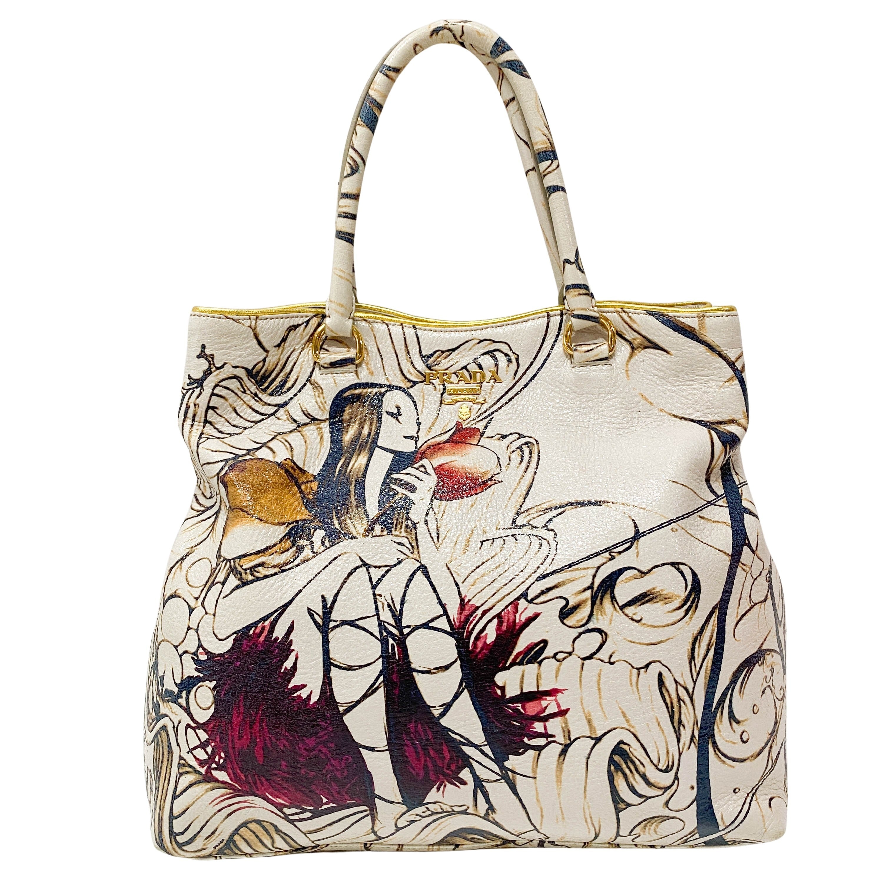 Fairy White Leather Tote Bag