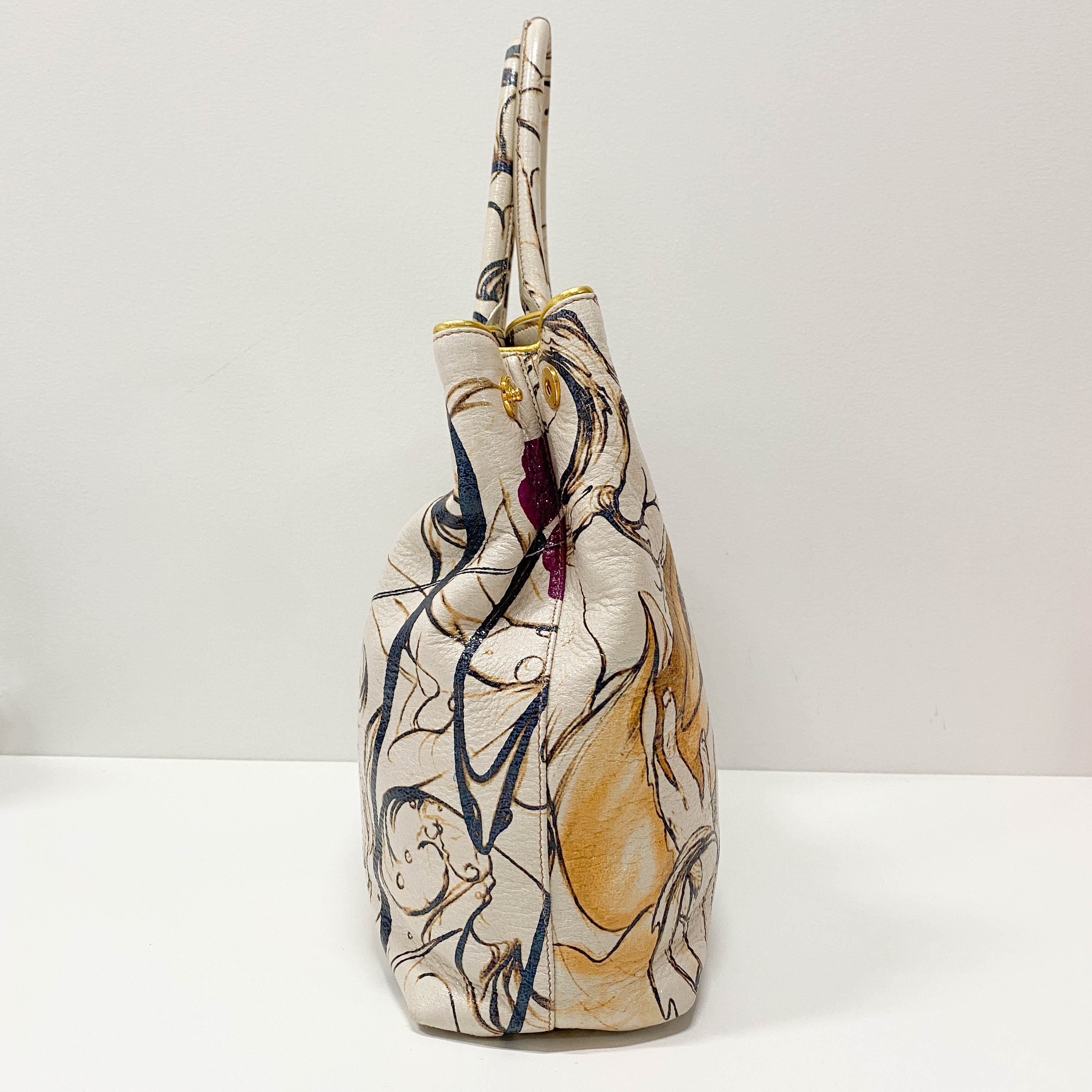 Fairy White Leather Tote Bag