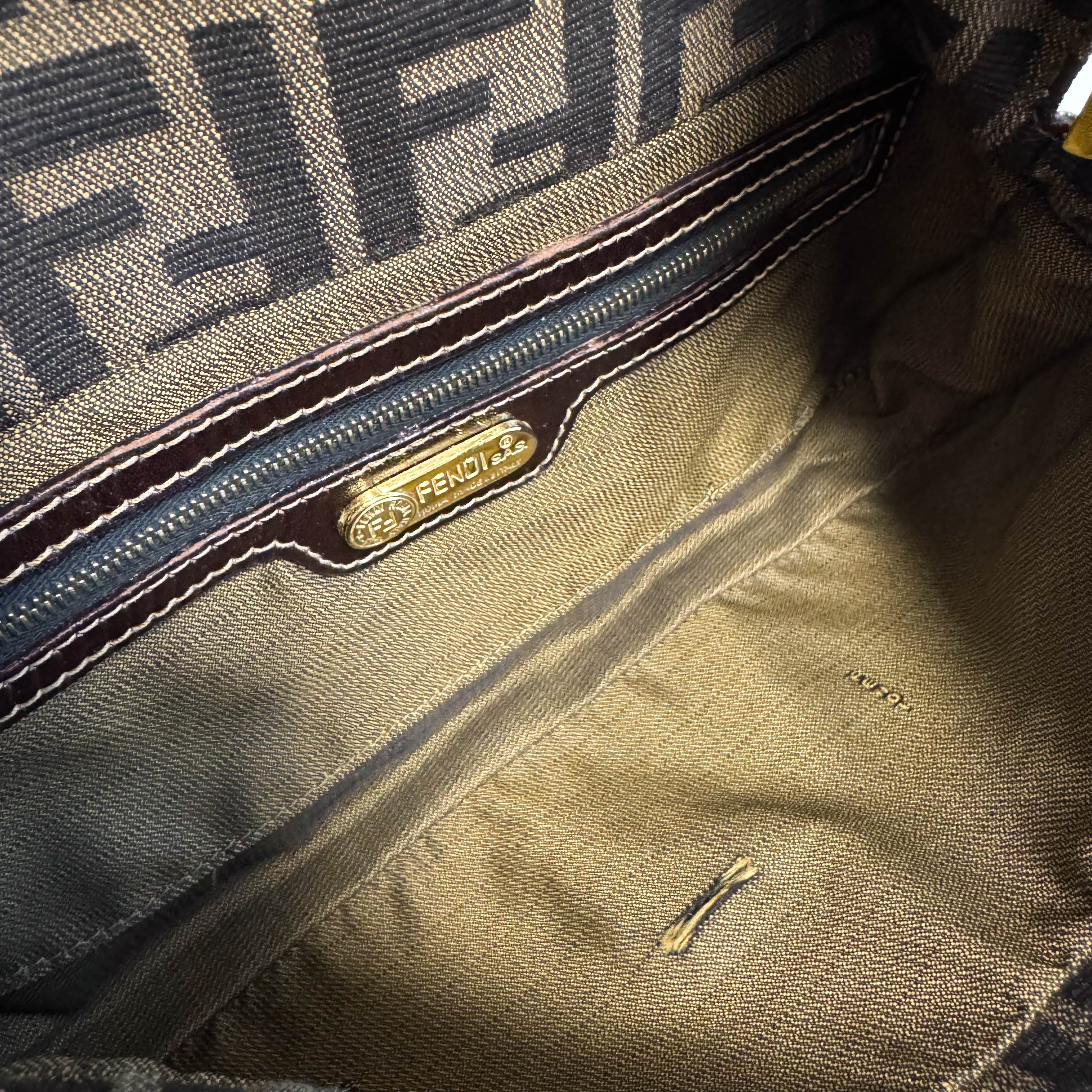 Baguette Zucca Brown Canvas with Gold Hardware Shoulder Bag