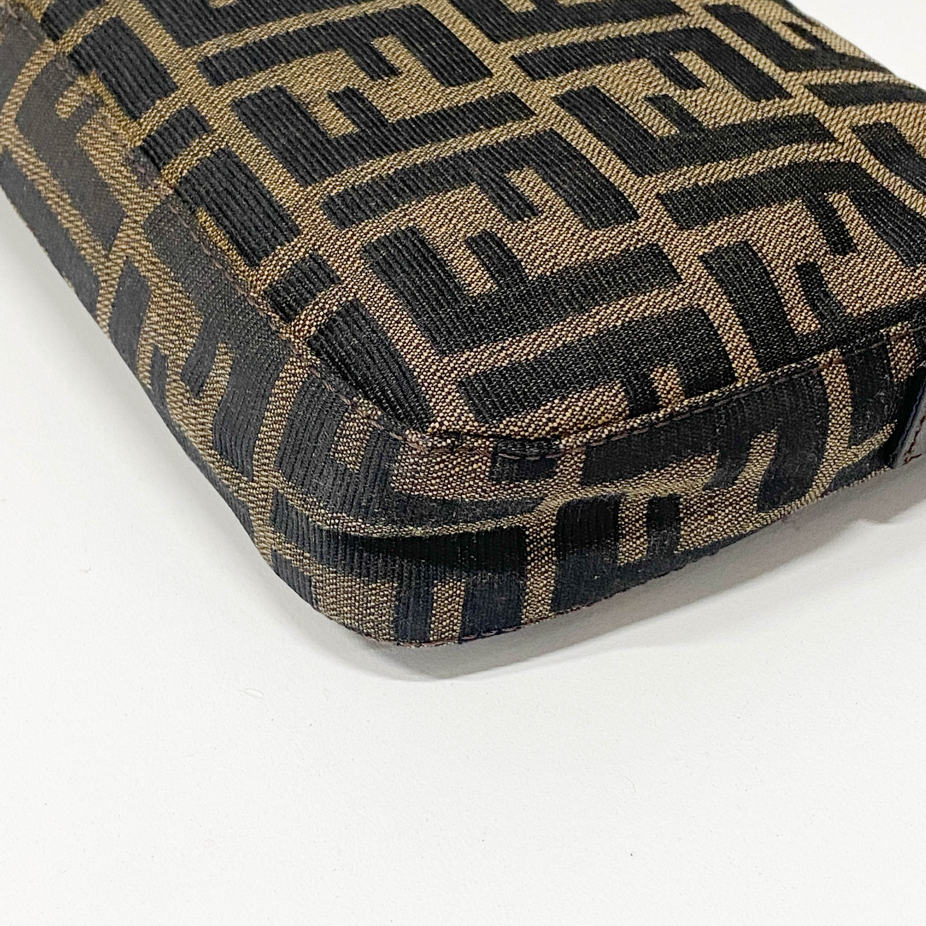 Zucca Baguette Brown Canvas Shoulder Bag