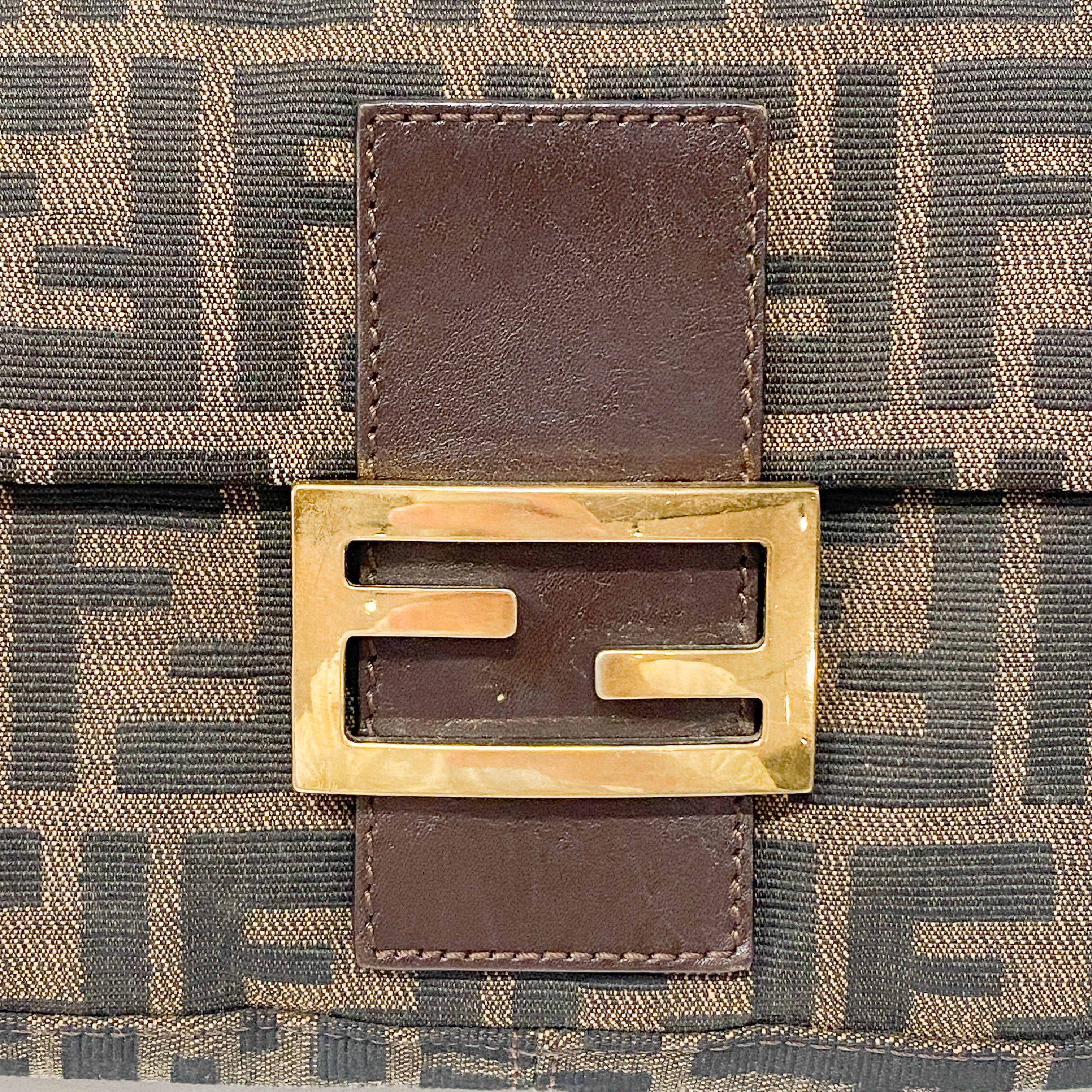 Zucca Baguette Brown Canvas Shoulder Bag