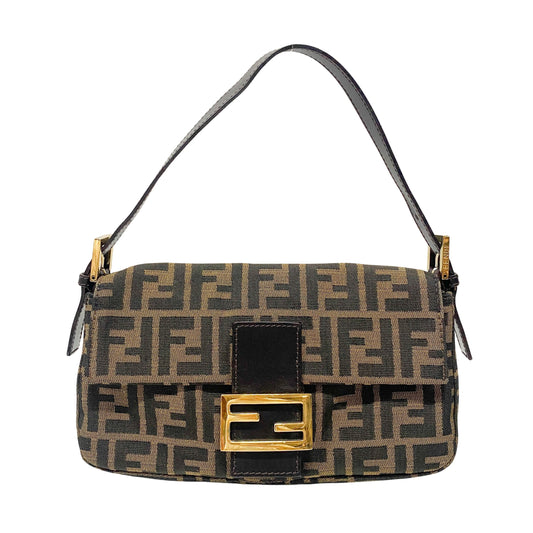 Zucca Baguette Brown Canvas Shoulder Bag