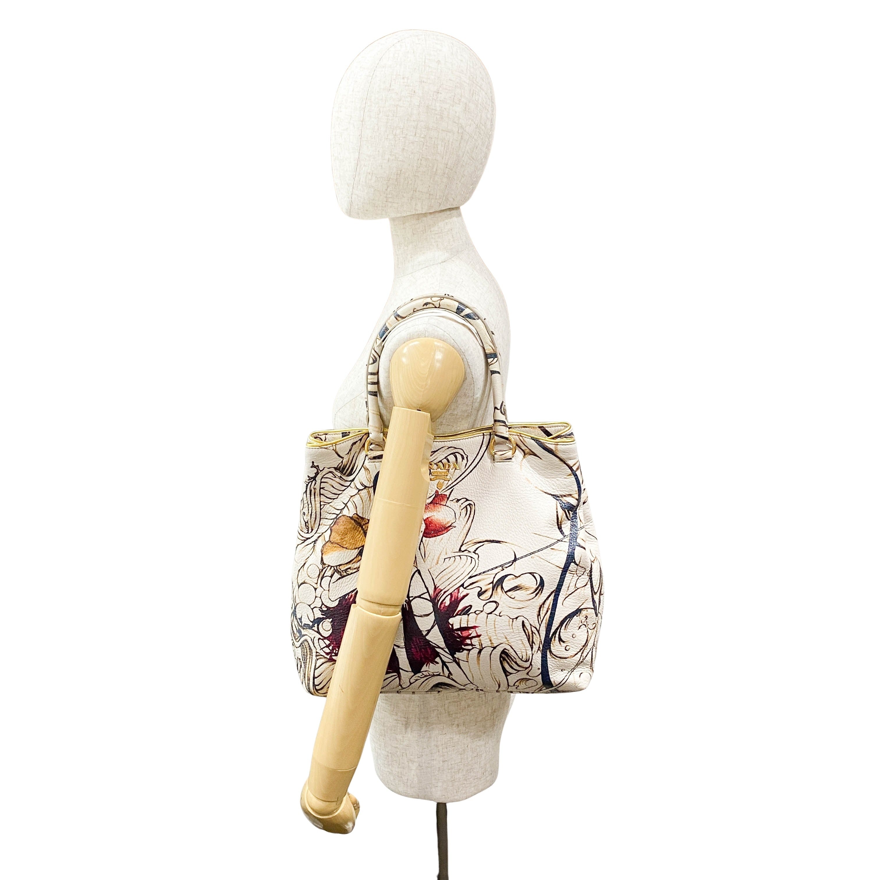 Fairy White Leather Tote Bag