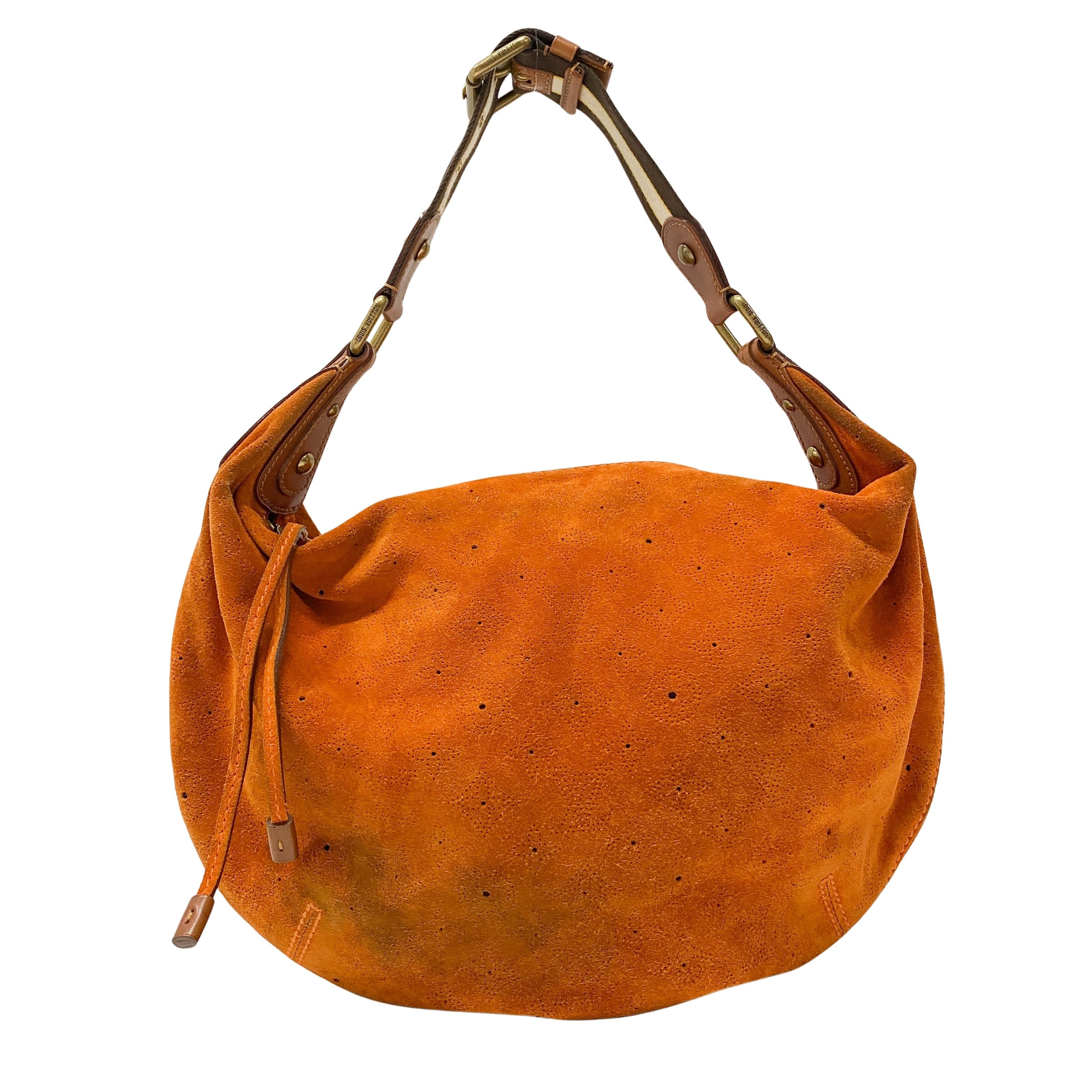 Monogram Orange Suede Shoulder Bag