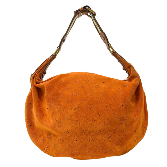 Monogram Orange Suede Shoulder Bag