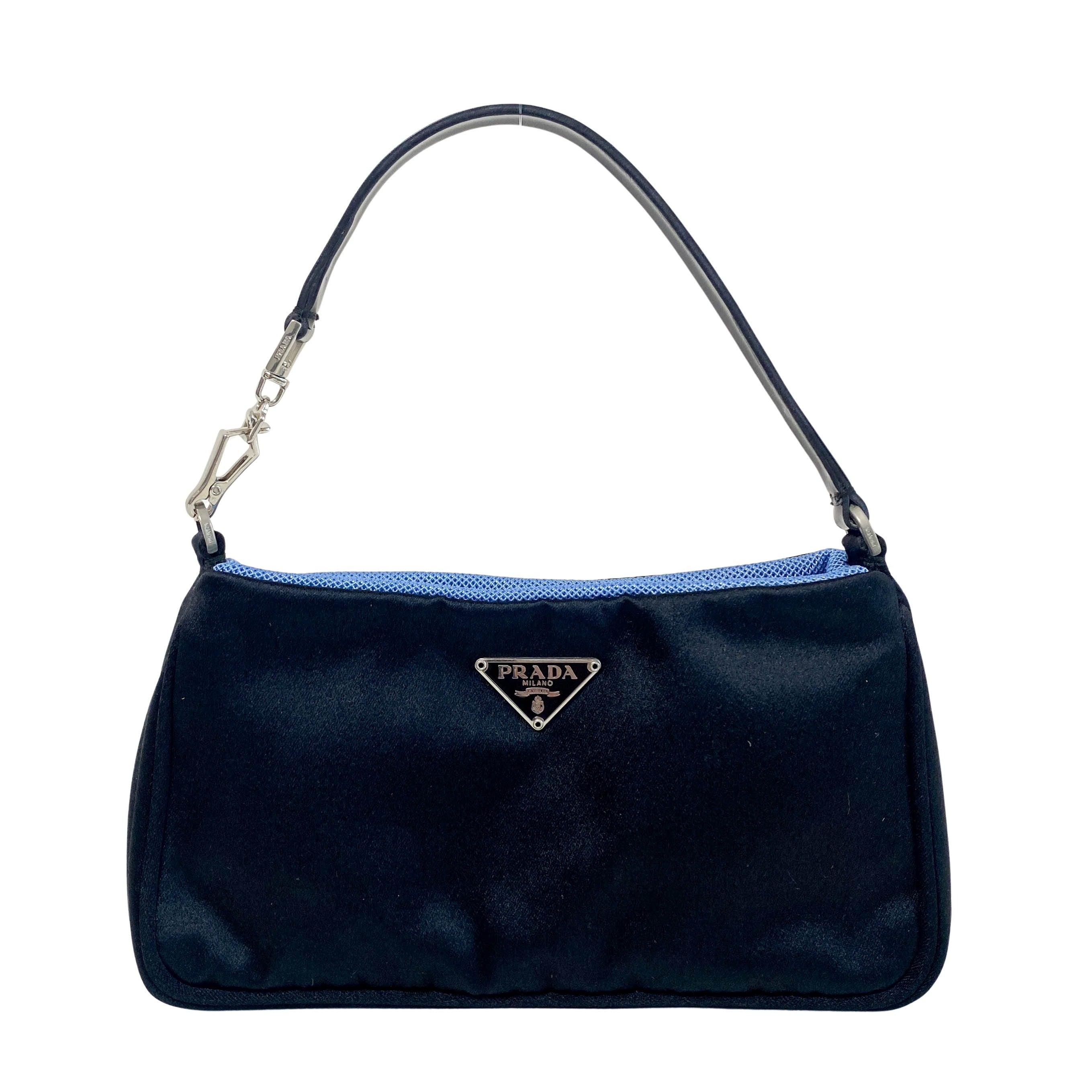 Black Satin Mini Pochette Bag