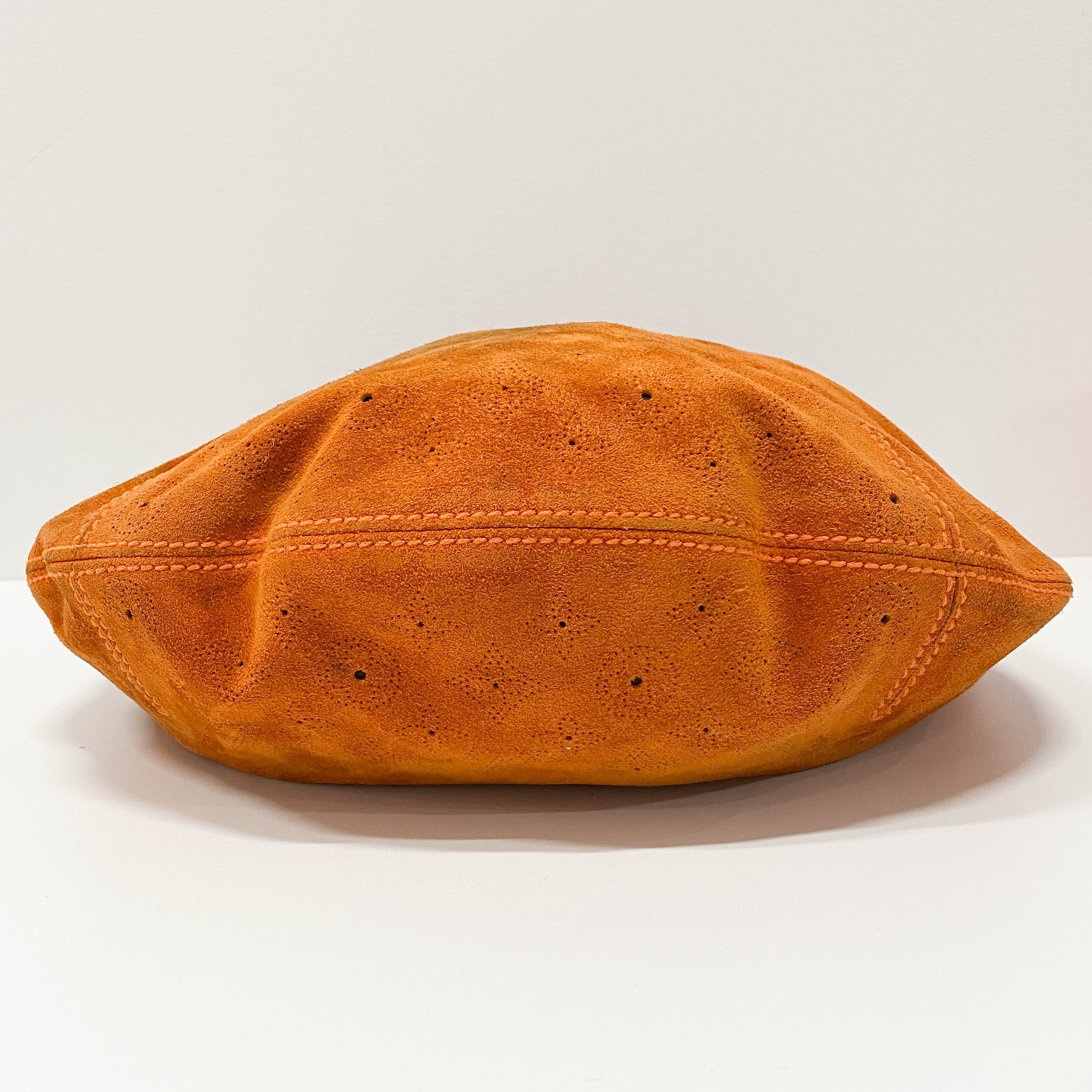 Monogram Orange Suede Shoulder Bag