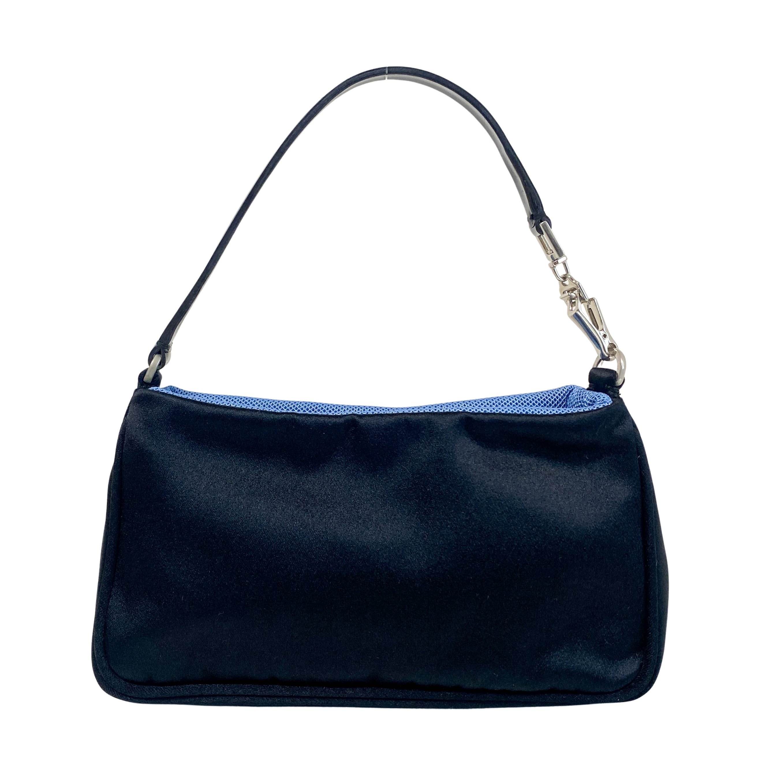 Black Satin Mini Pochette Bag