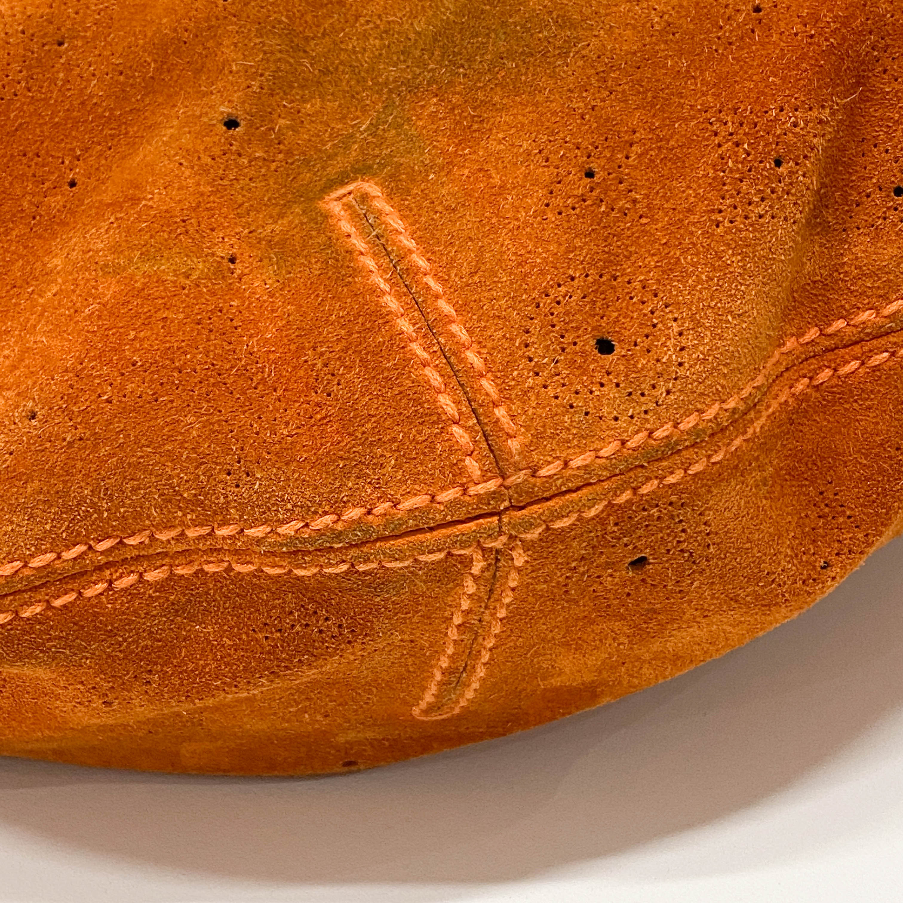 Monogram Orange Suede Shoulder Bag