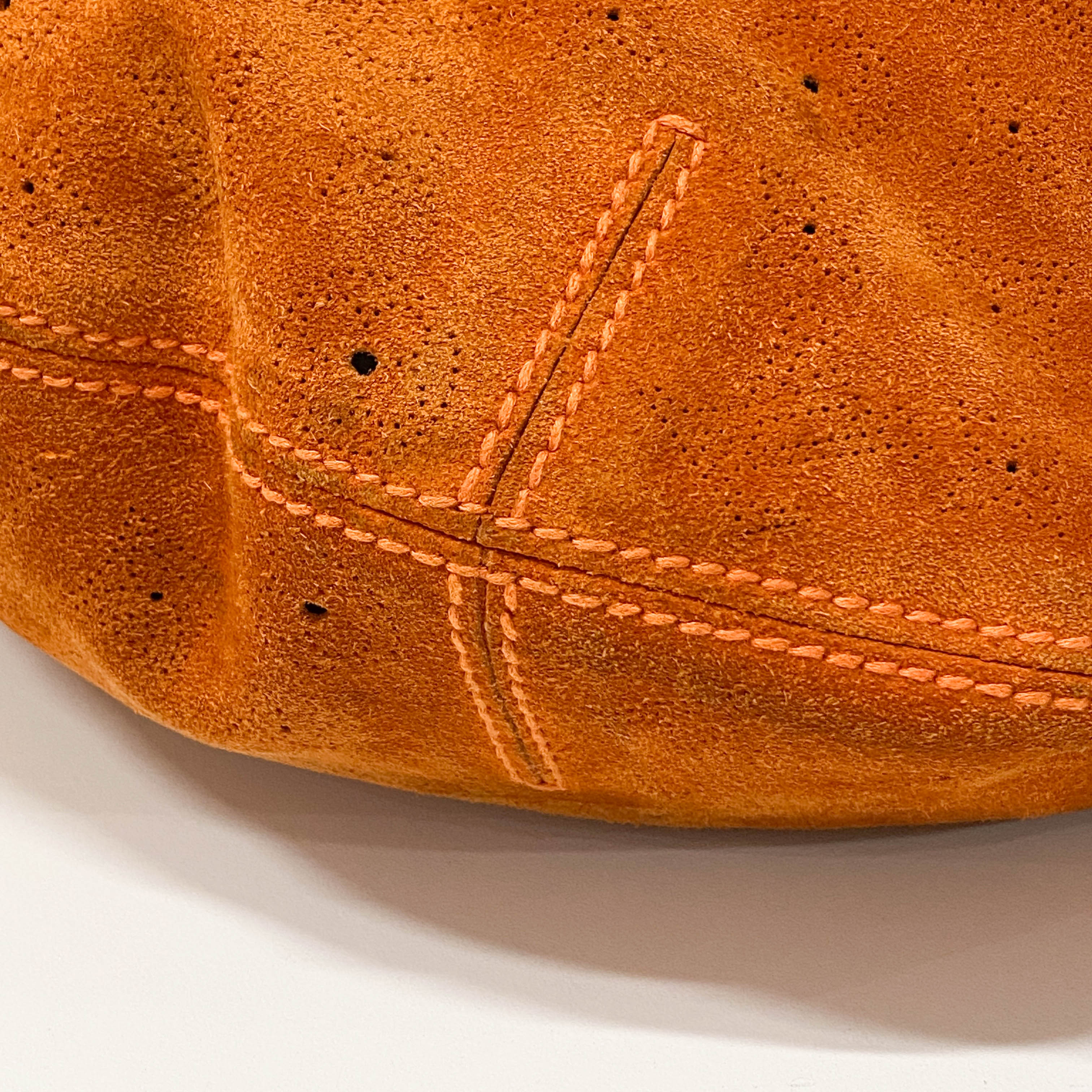 Monogram Orange Suede Shoulder Bag