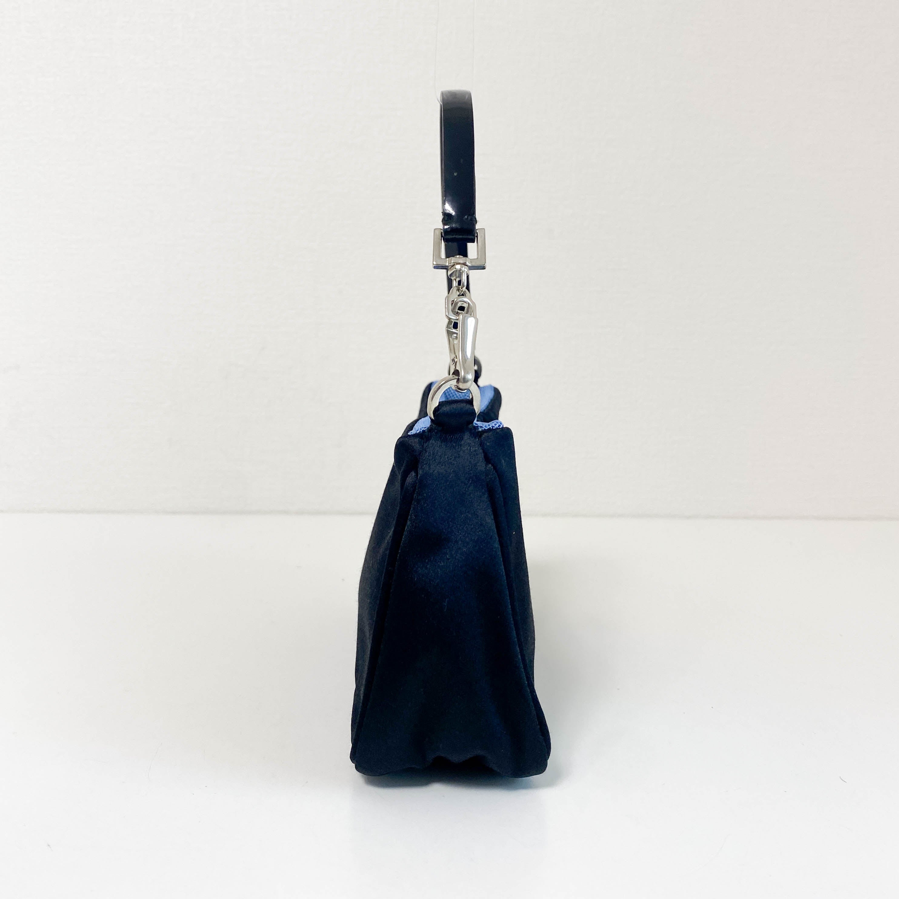 Black Satin Mini Pochette Bag