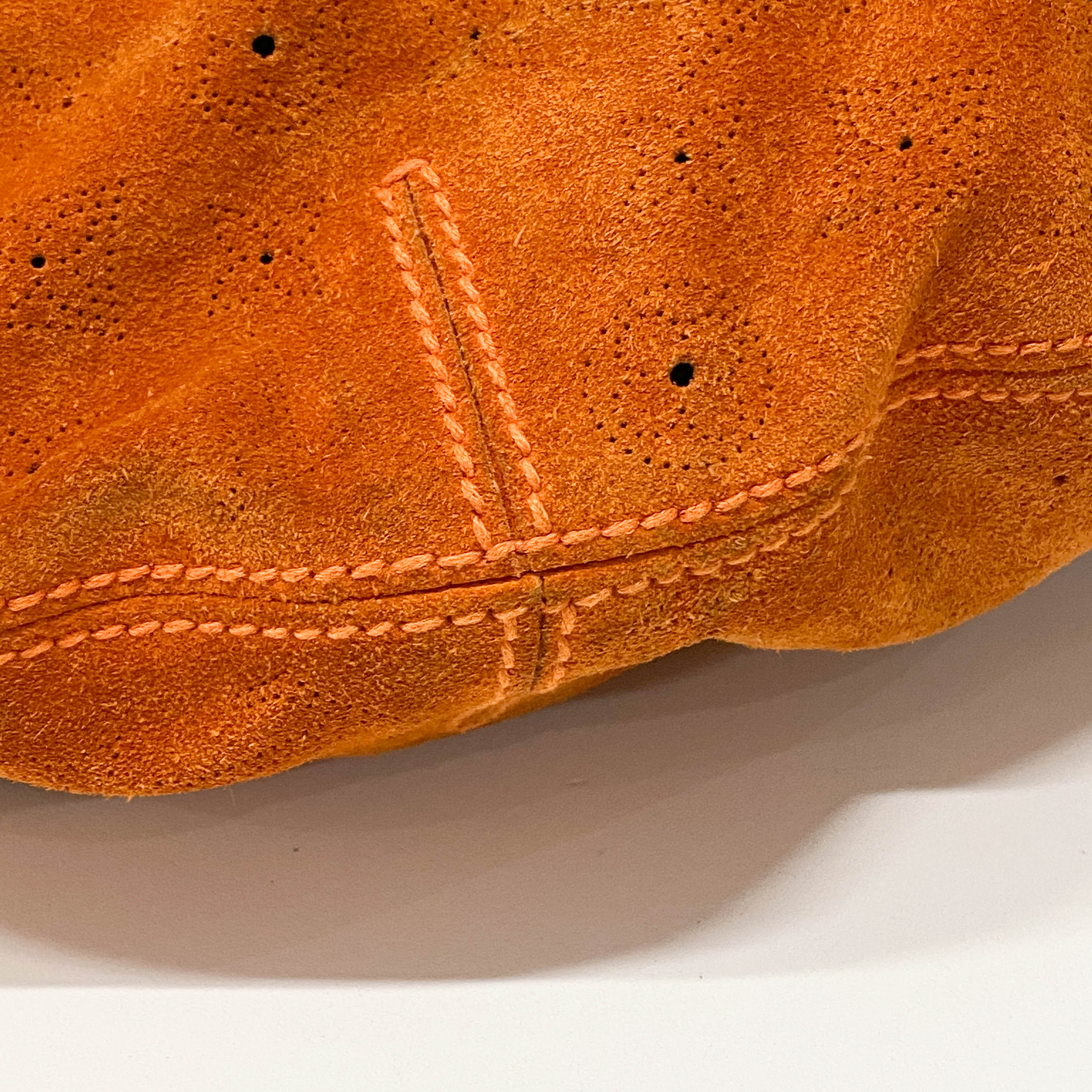 Monogram Orange Suede Shoulder Bag