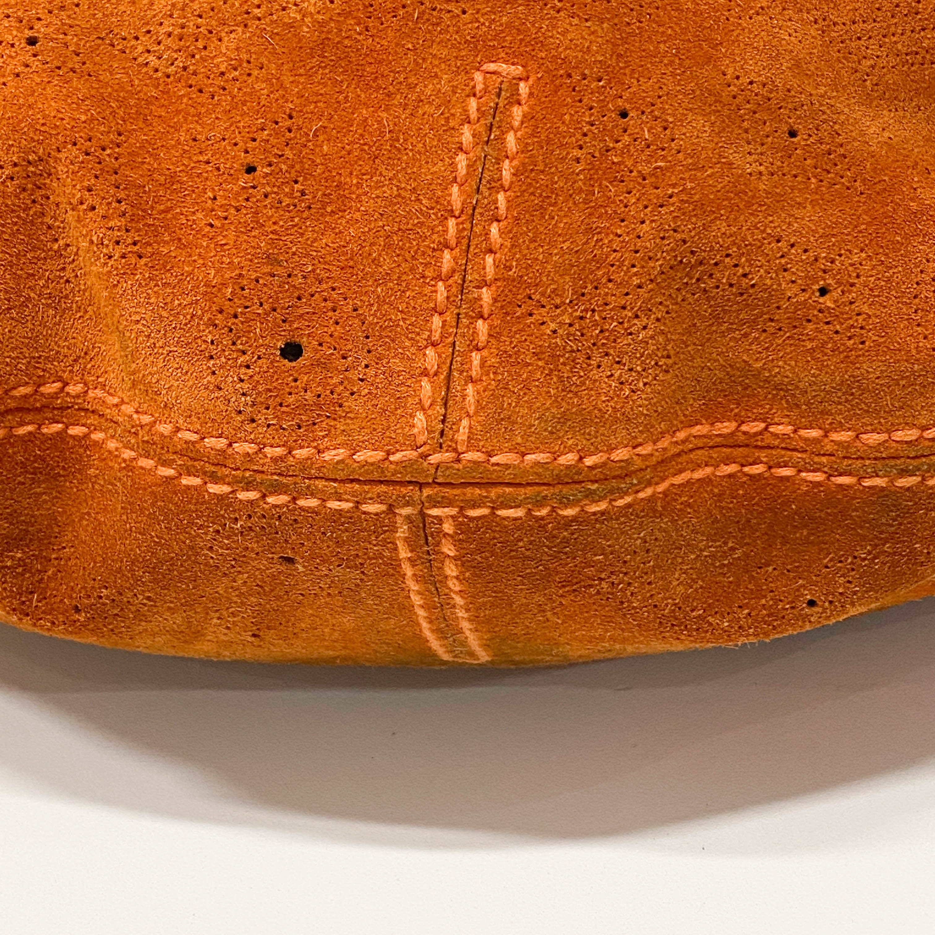 Monogram Orange Suede Shoulder Bag