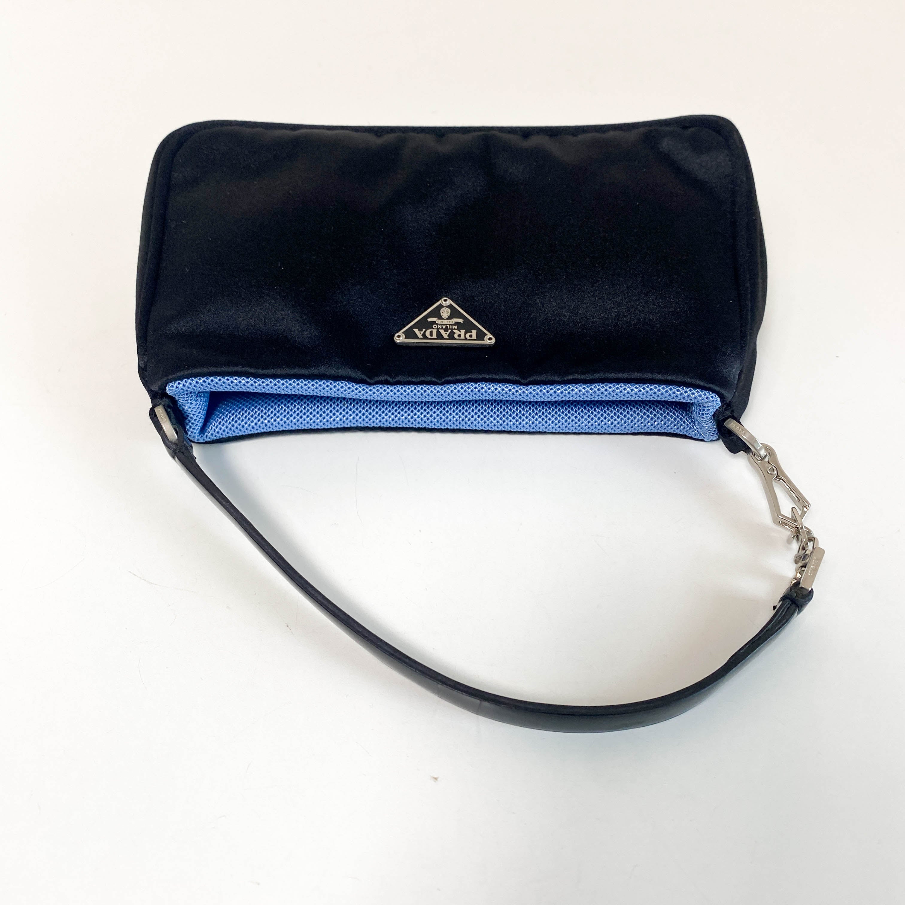 Black Satin Mini Pochette Bag