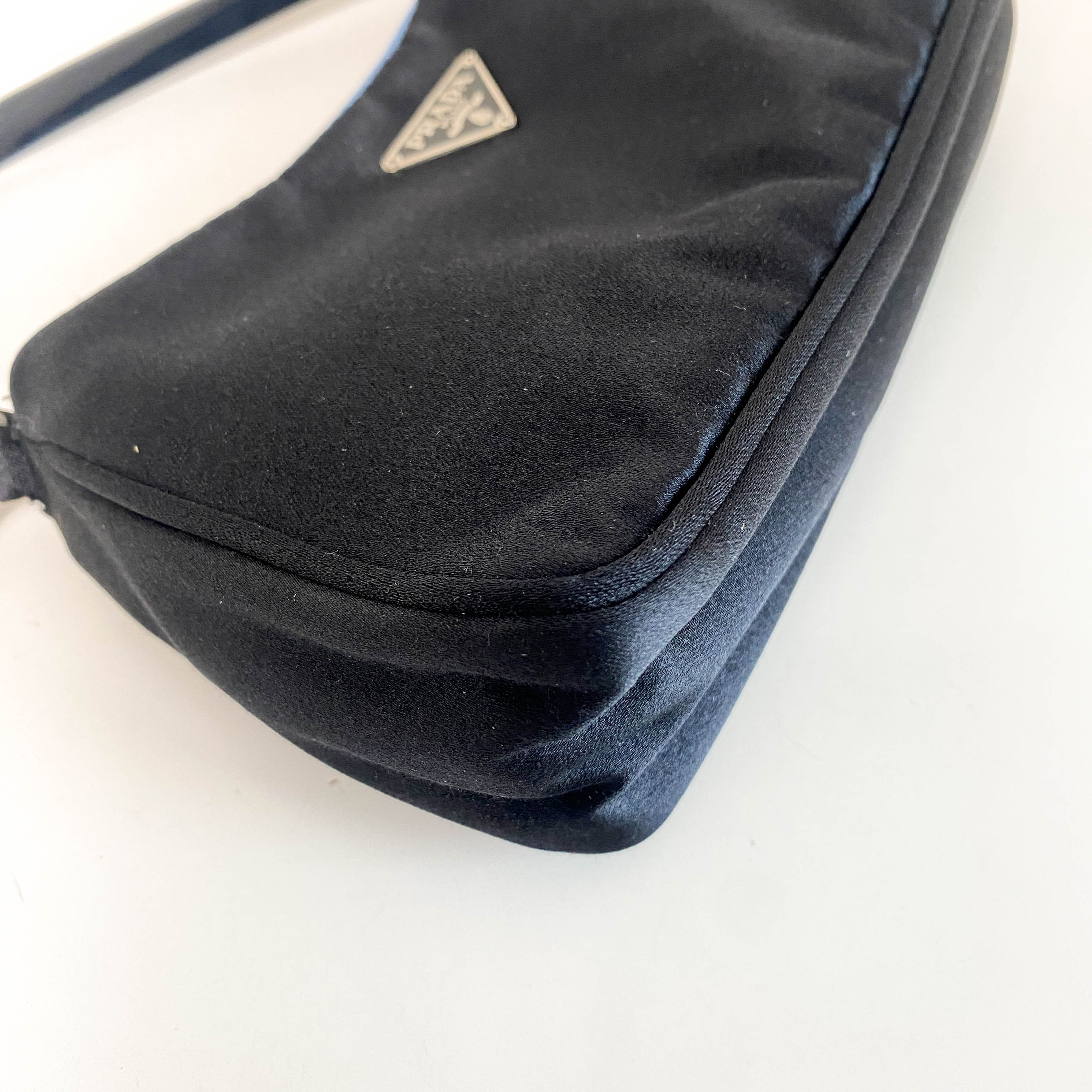 Black Satin Mini Pochette Bag