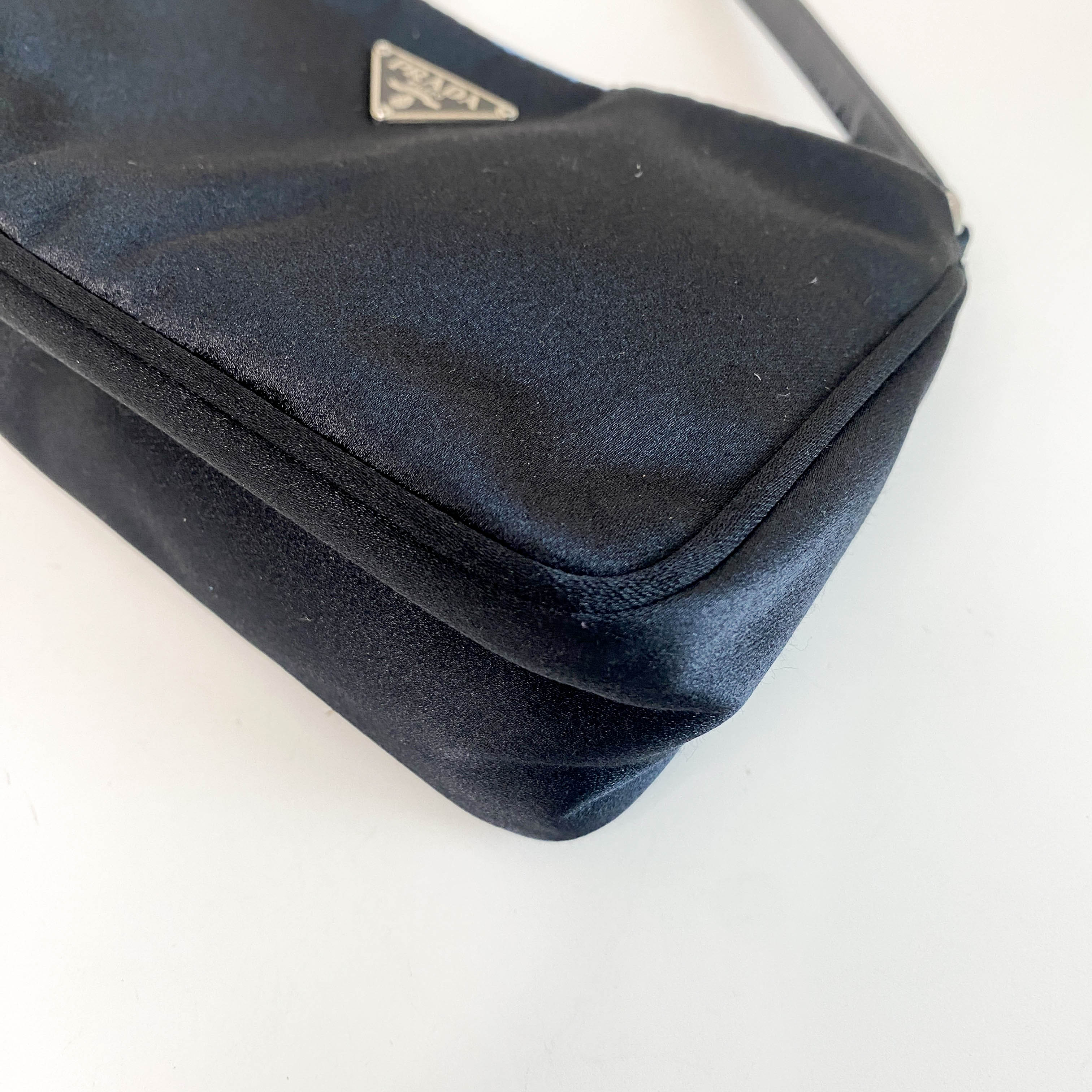 Black Satin Mini Pochette Bag