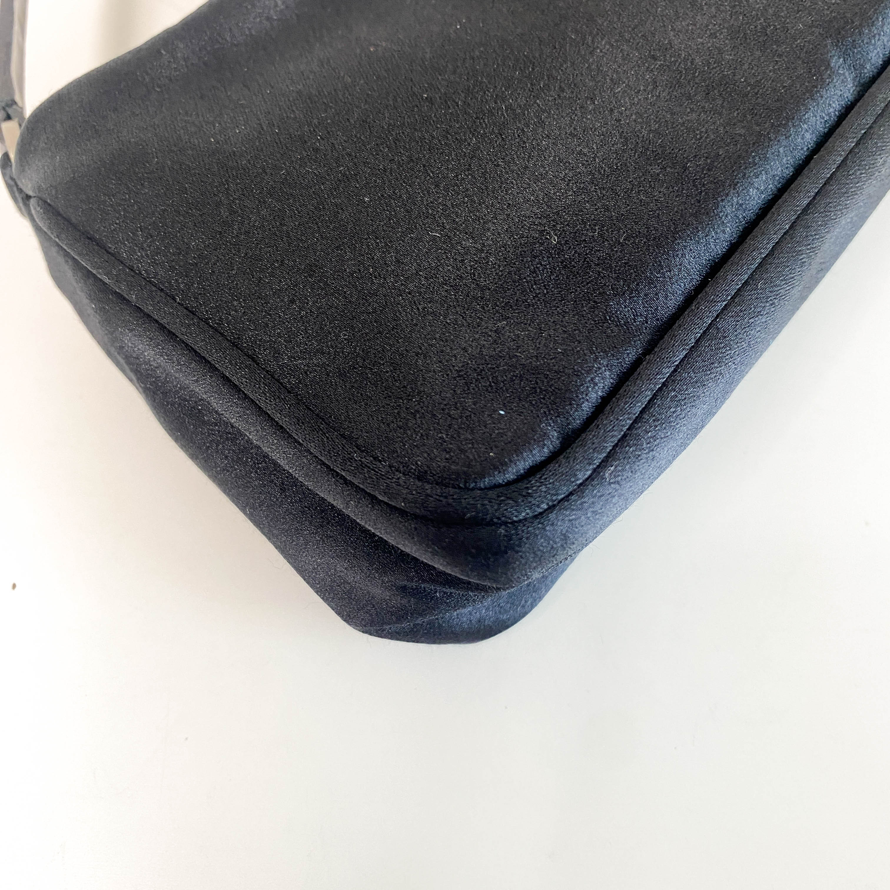 Black Satin Mini Pochette Bag