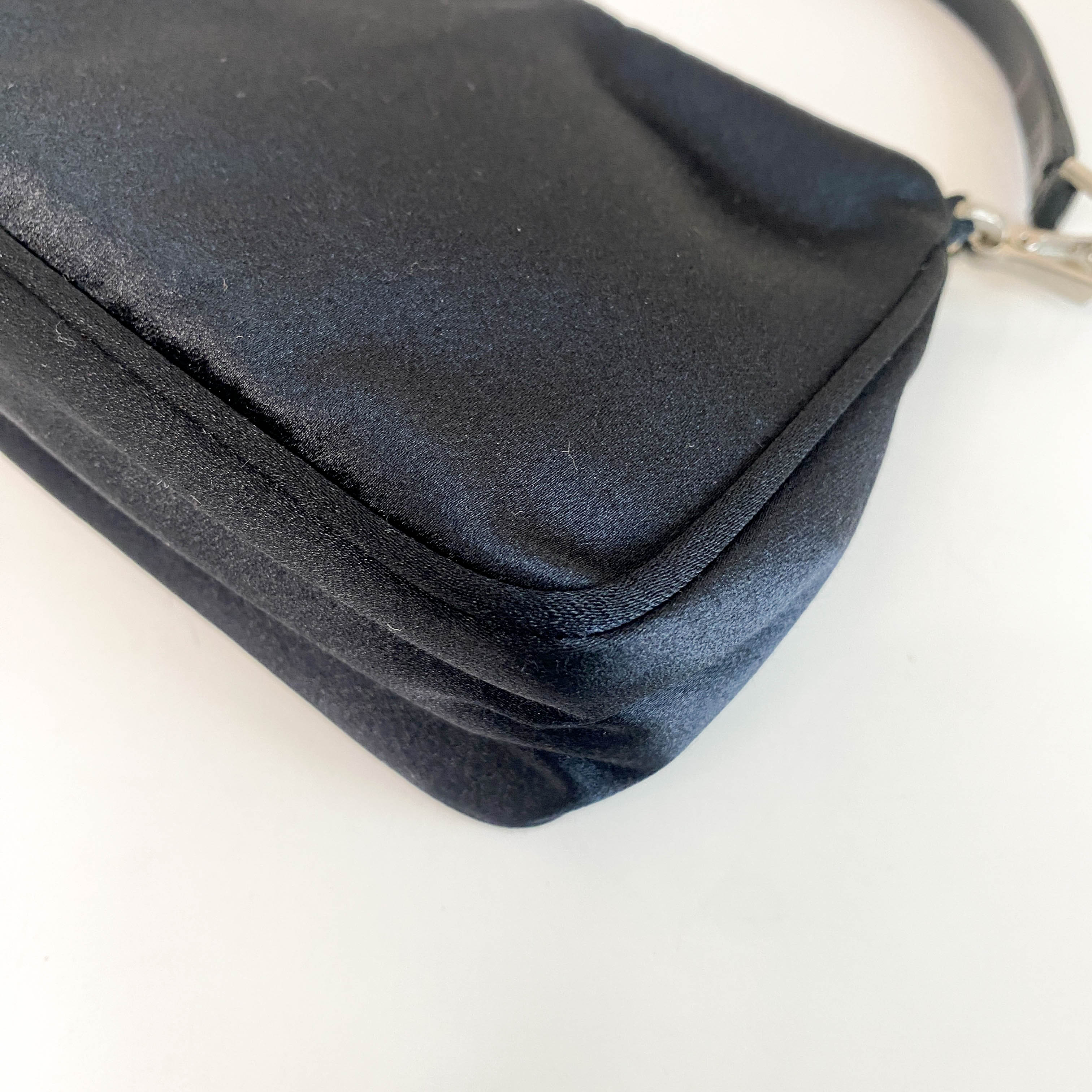 Black Satin Mini Pochette Bag