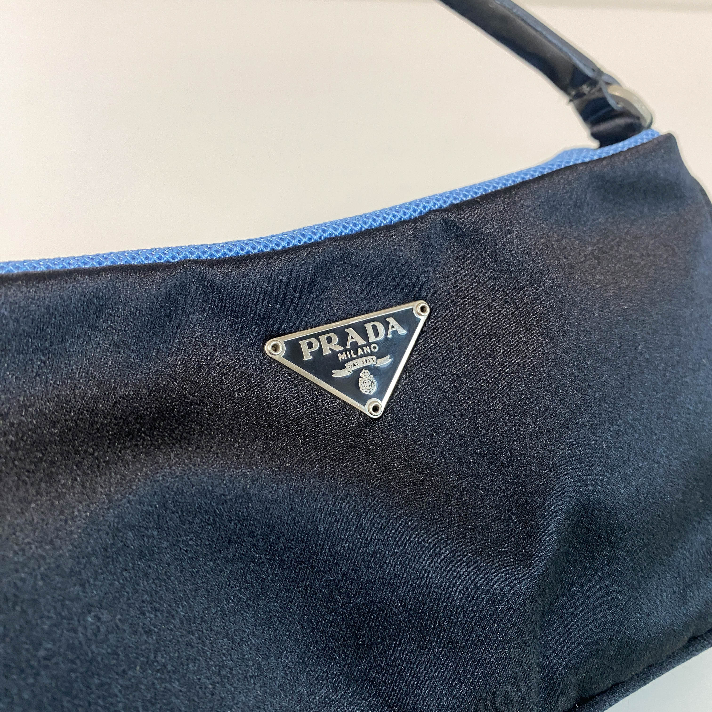 Black Satin Mini Pochette Bag