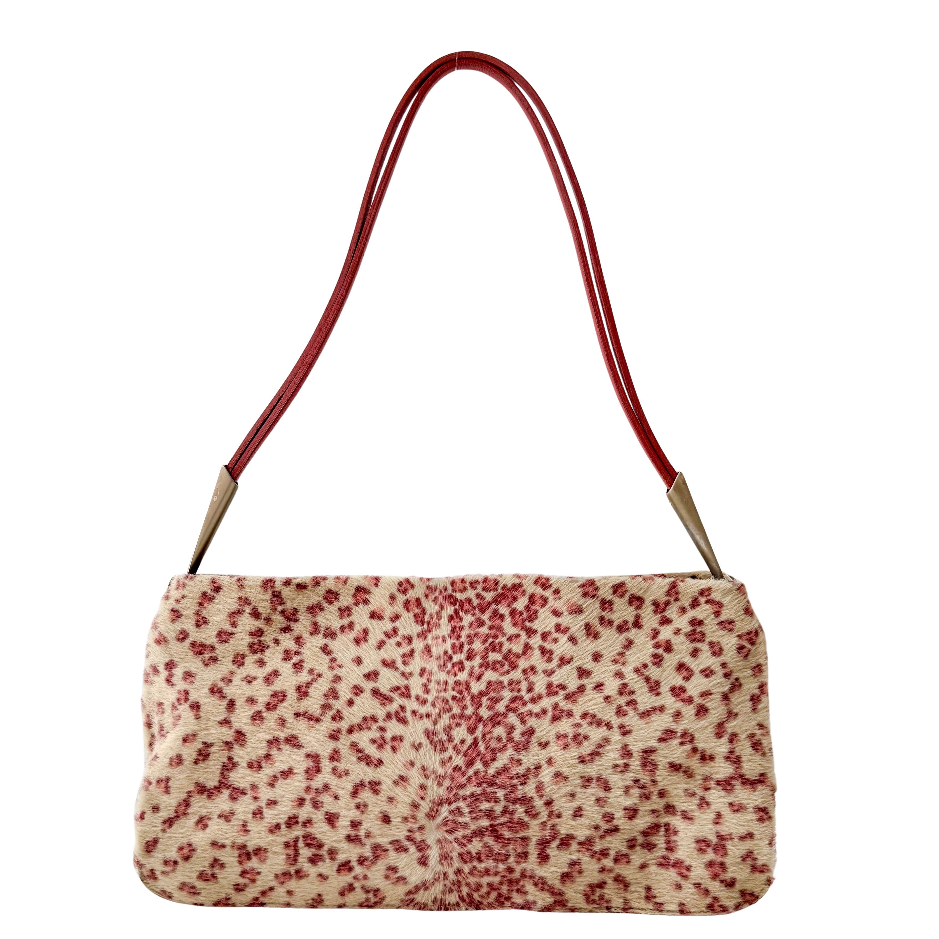 Neutral Animal Print Pony Hair Shoulder Bag