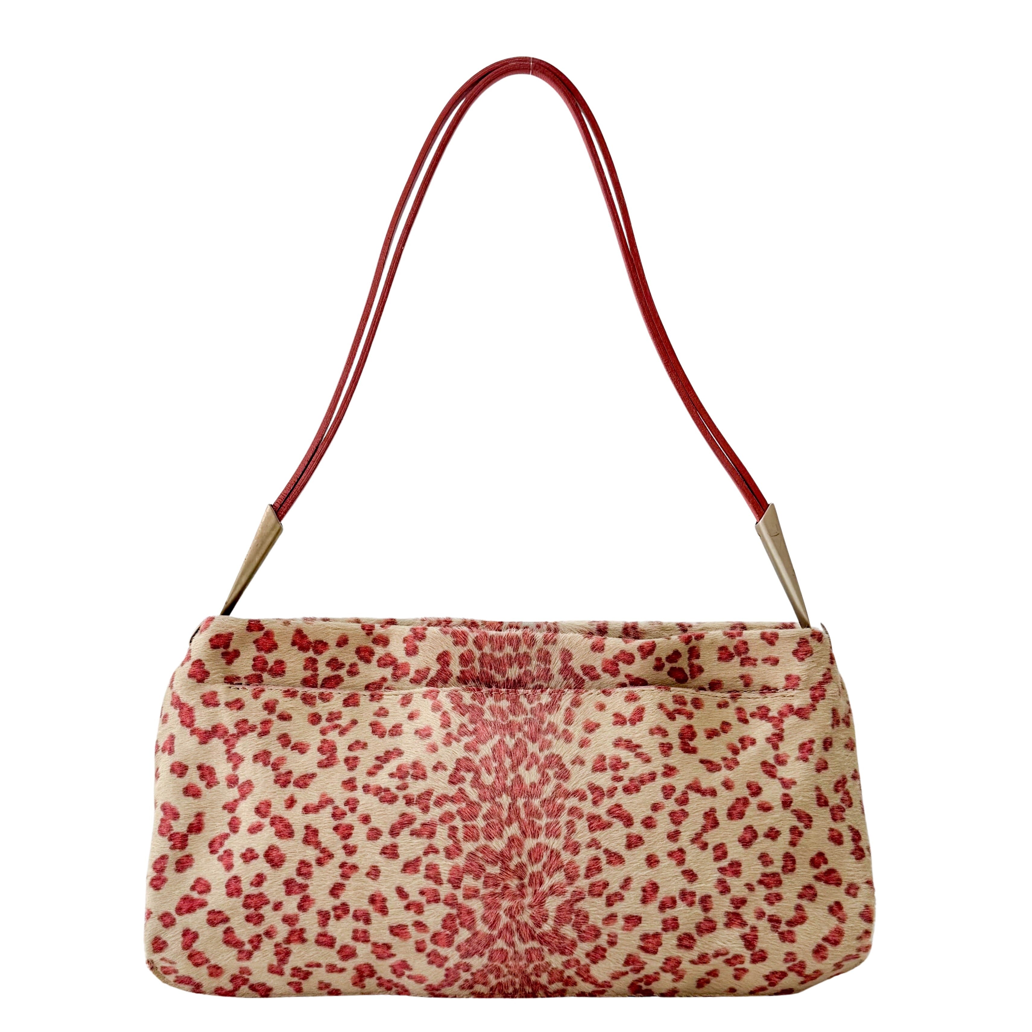 Neutral Animal Print Pony Hair Shoulder Bag