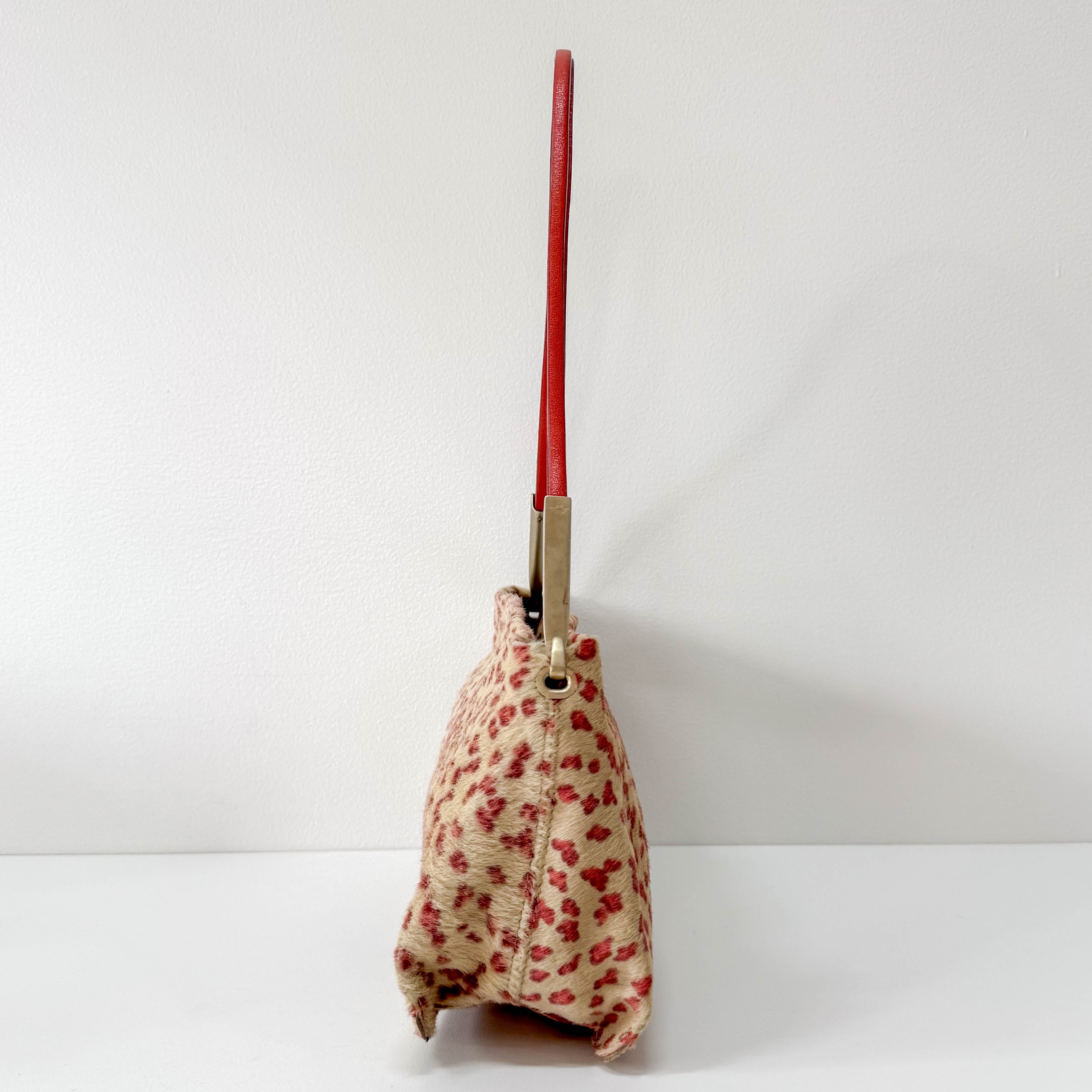 Neutral Animal Print Pony Hair Shoulder Bag