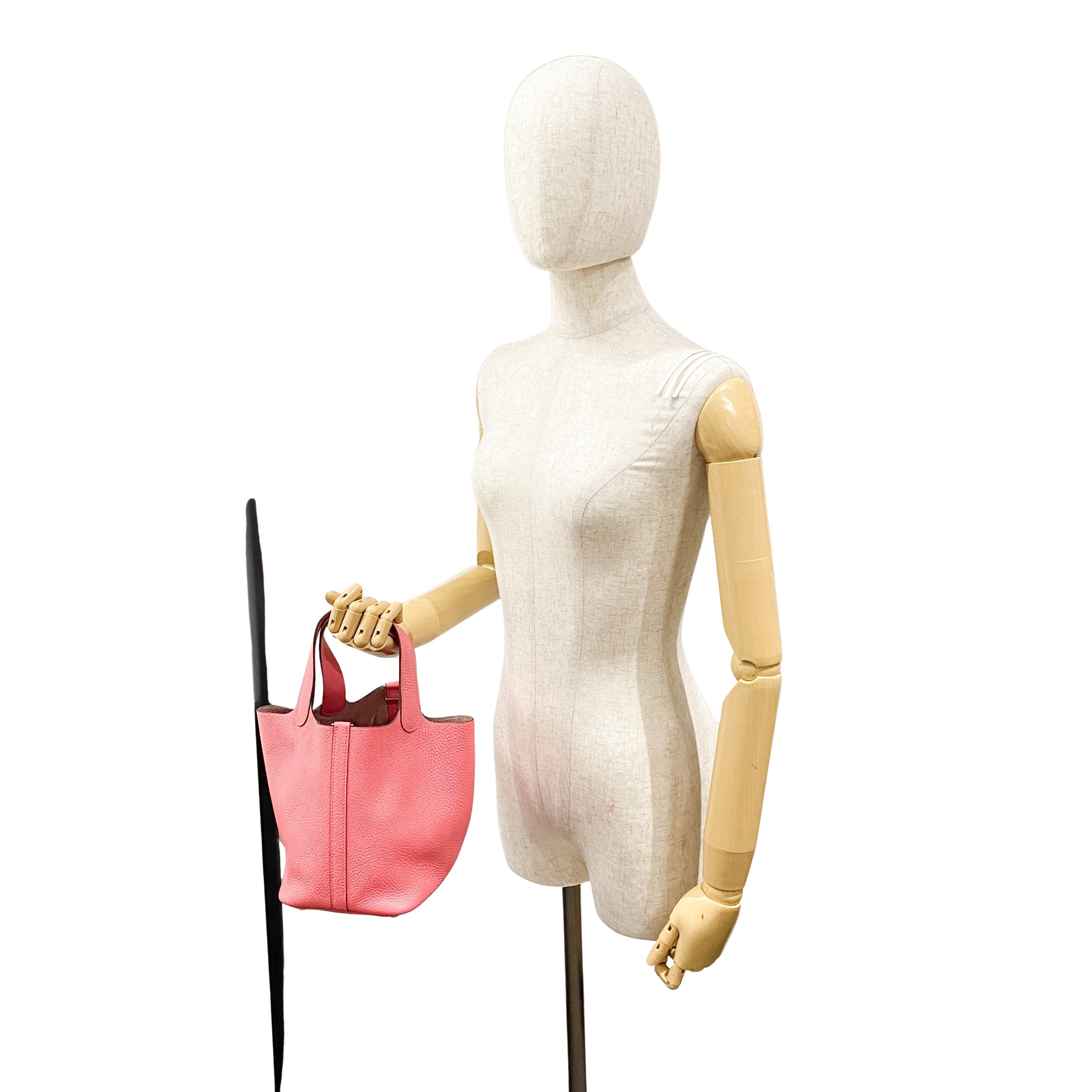 Picotin Lock 18PM Pink Leather Shoulder Bag