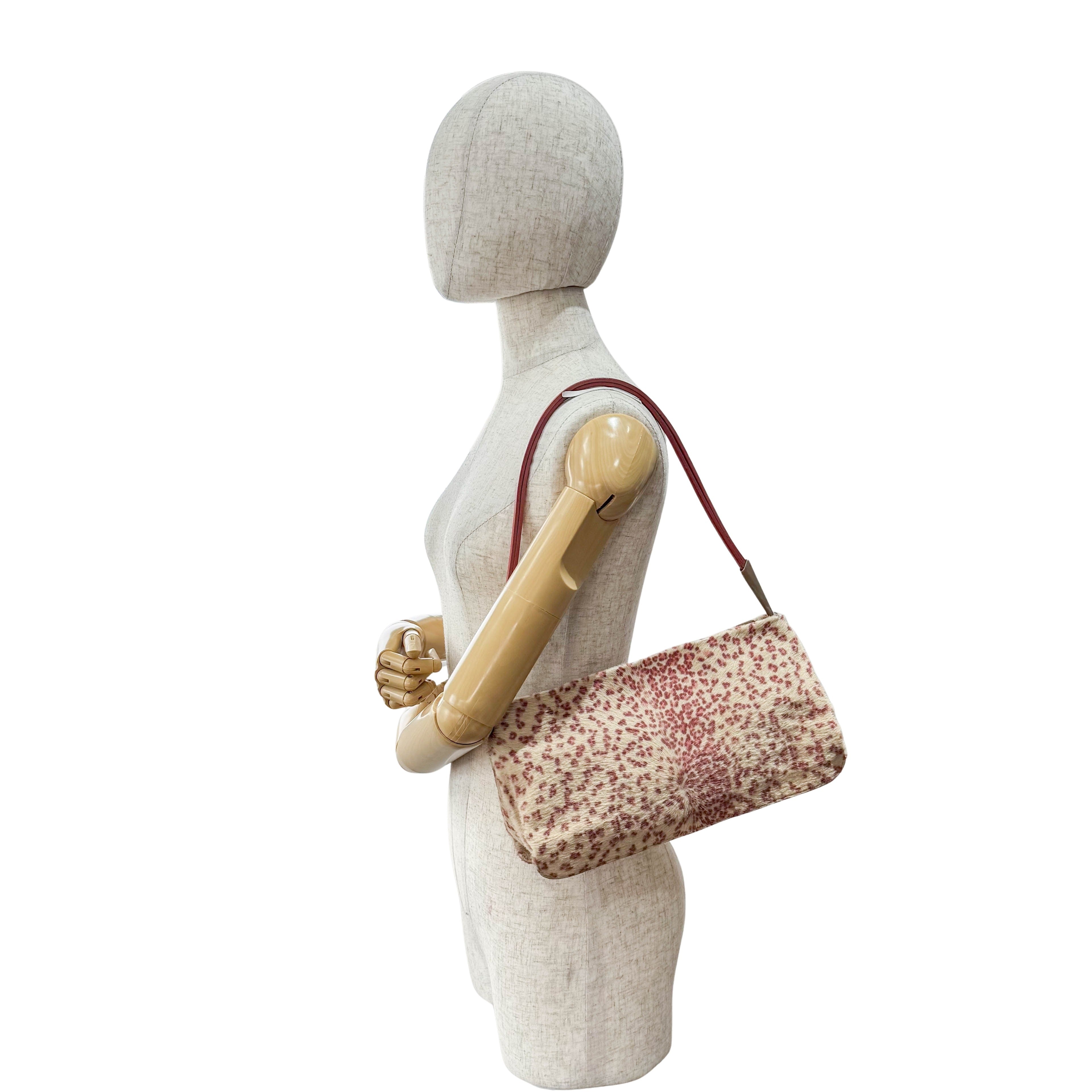 Neutral Animal Print Pony Hair Shoulder Bag