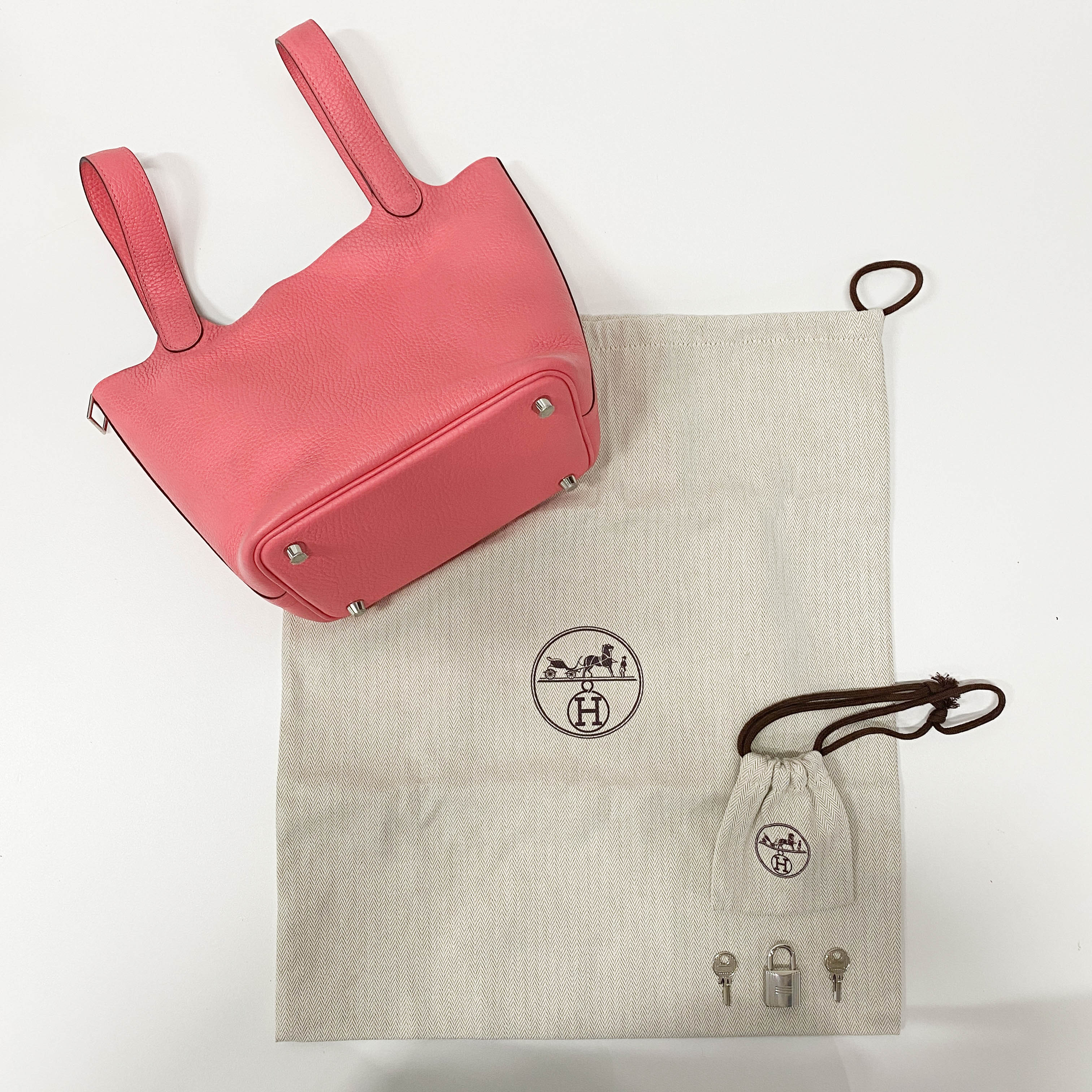 Picotin Lock 18PM Pink Leather Shoulder Bag