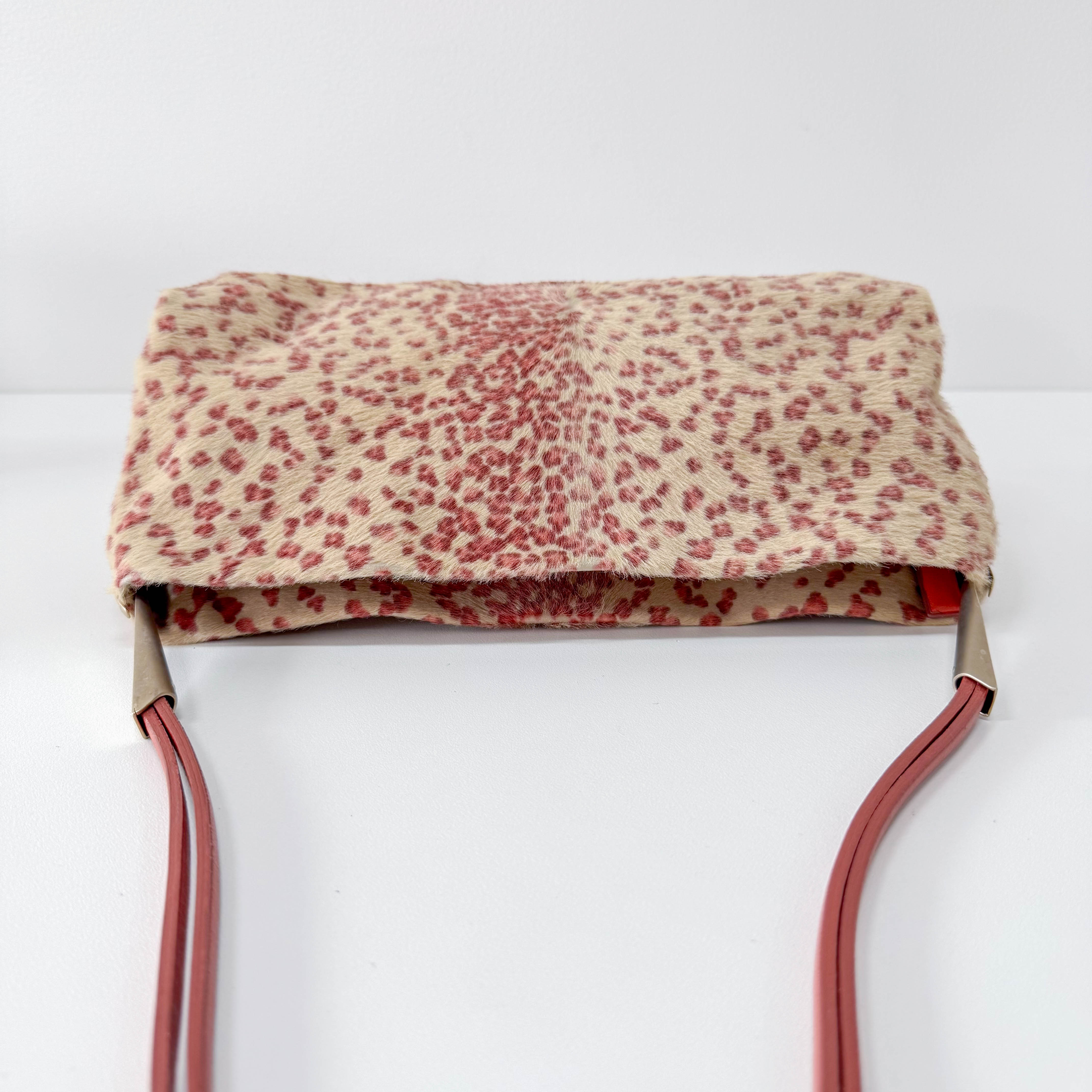 Neutral Animal Print Pony Hair Shoulder Bag