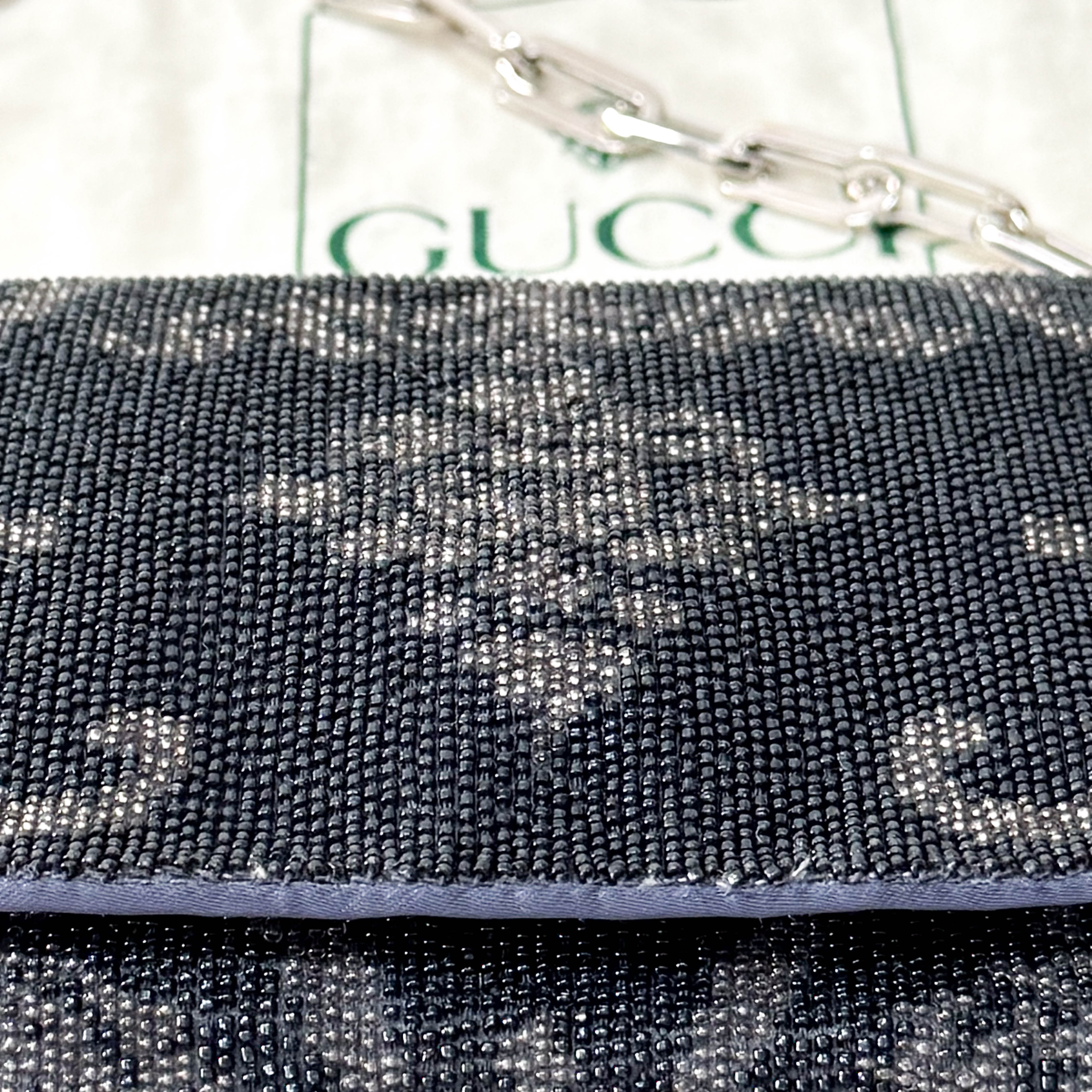 Vintage Navy Beaded Chain Shoulder Bag