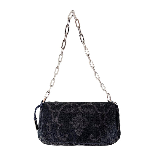 Vintage Navy Beaded Chain Shoulder Bag