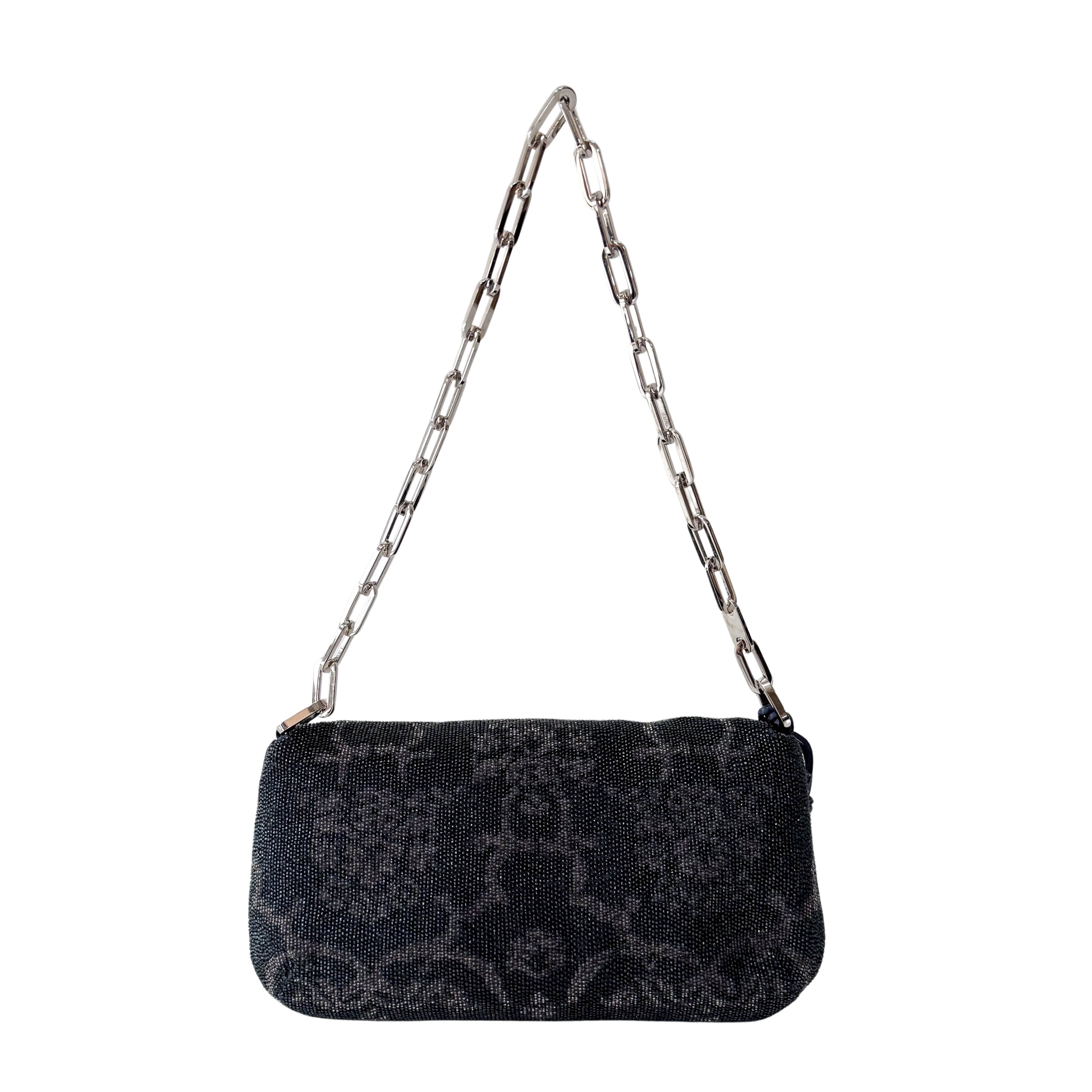 Vintage Navy Beaded Chain Shoulder Bag