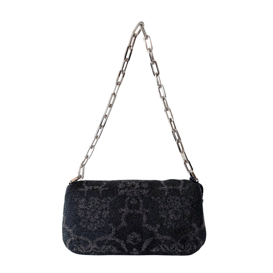 Vintage Navy Beaded Chain Shoulder Bag